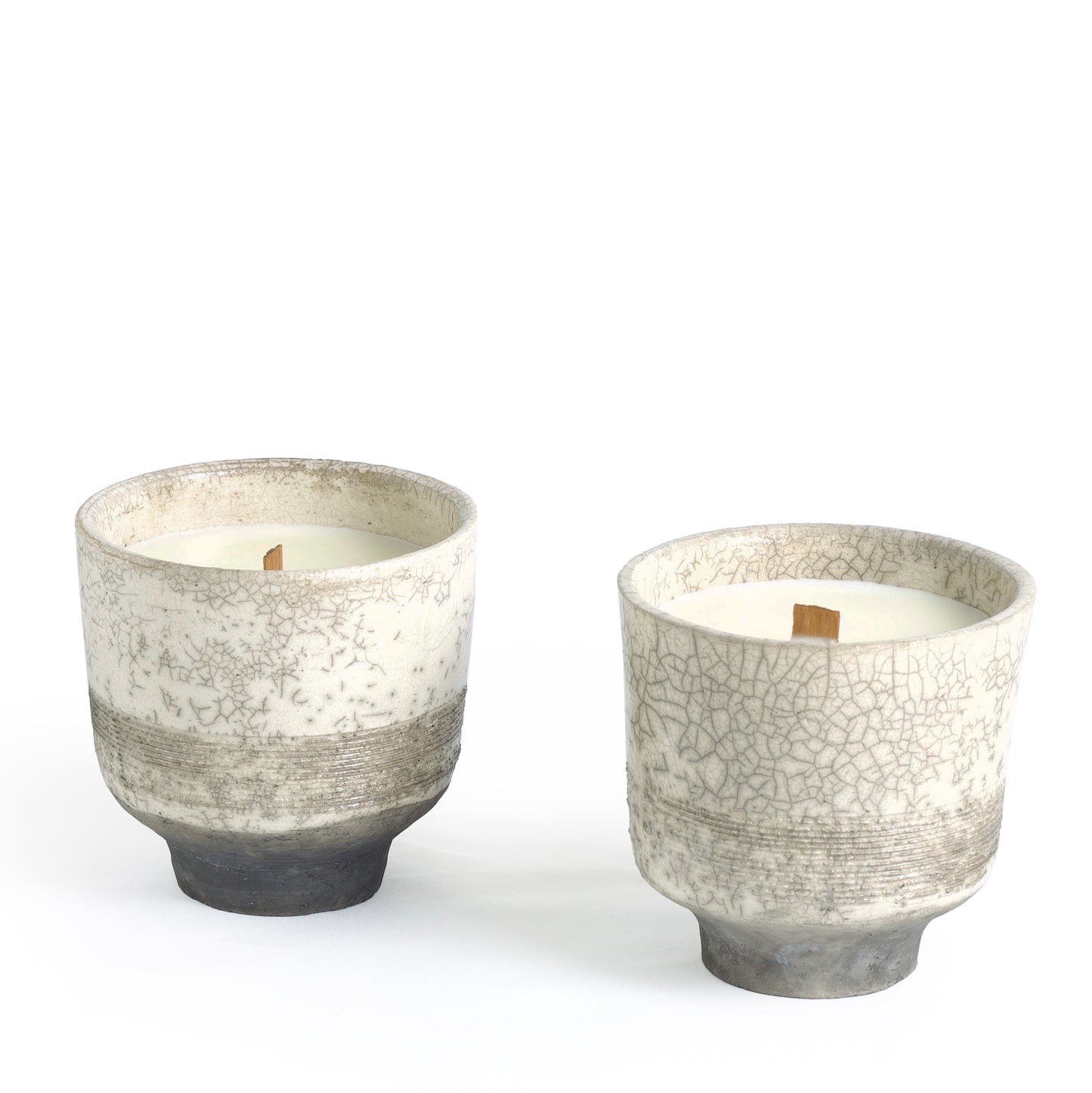 Japanese Komorebi Scented Candle Cup Black Base Raku Crackle