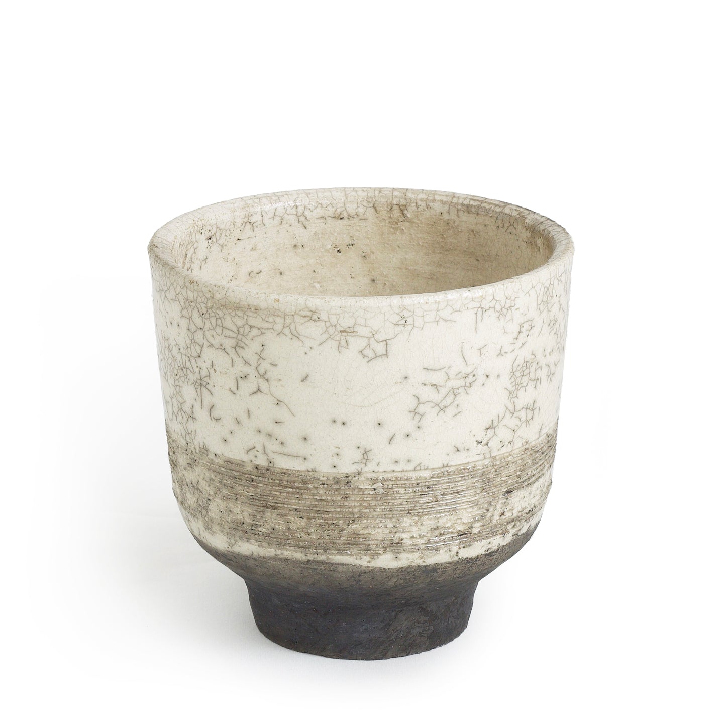 Japanese Yunomi Tea Cup Raku Ceramic Black Base