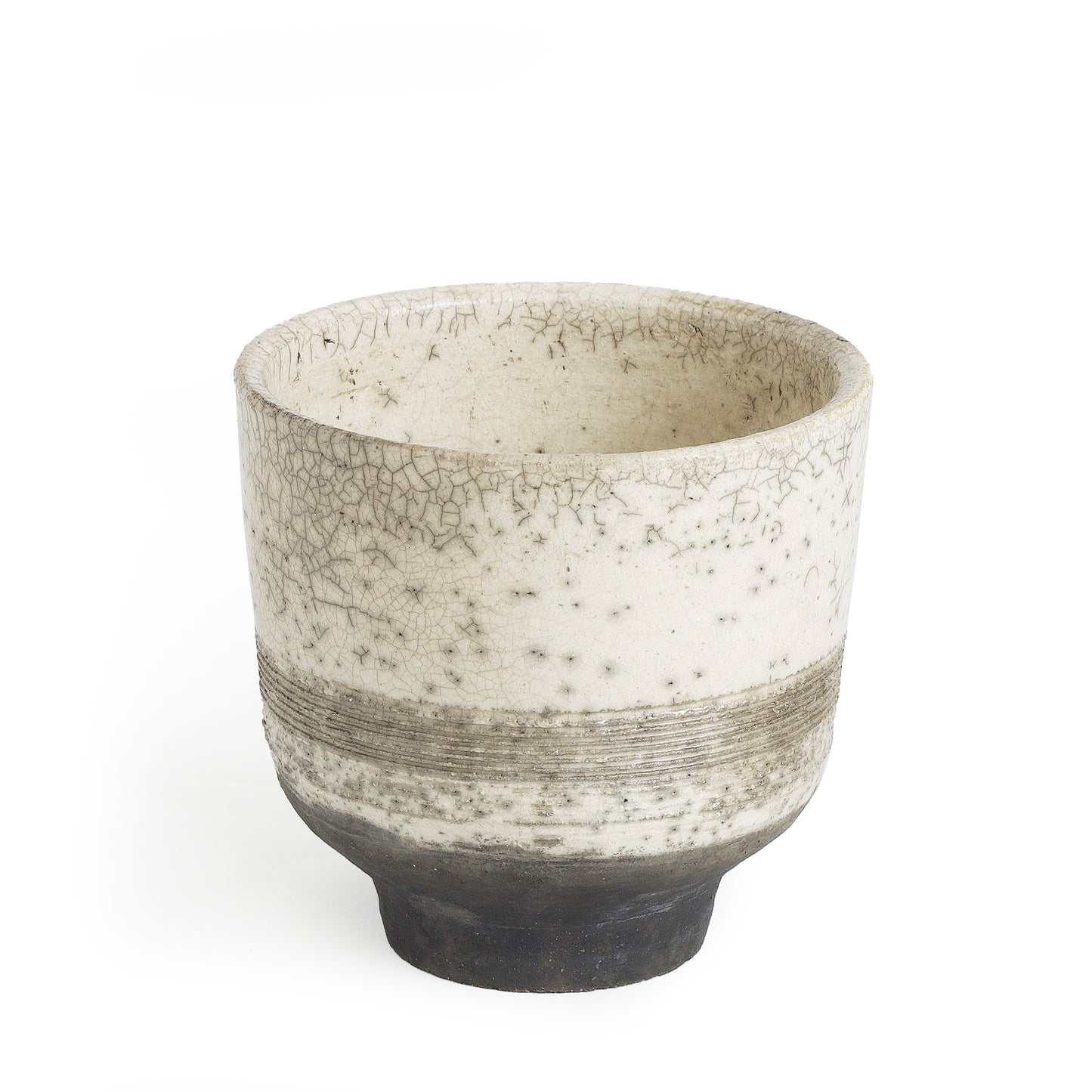 Japanese Yunomi Tea Cup Raku Ceramic Black Base
