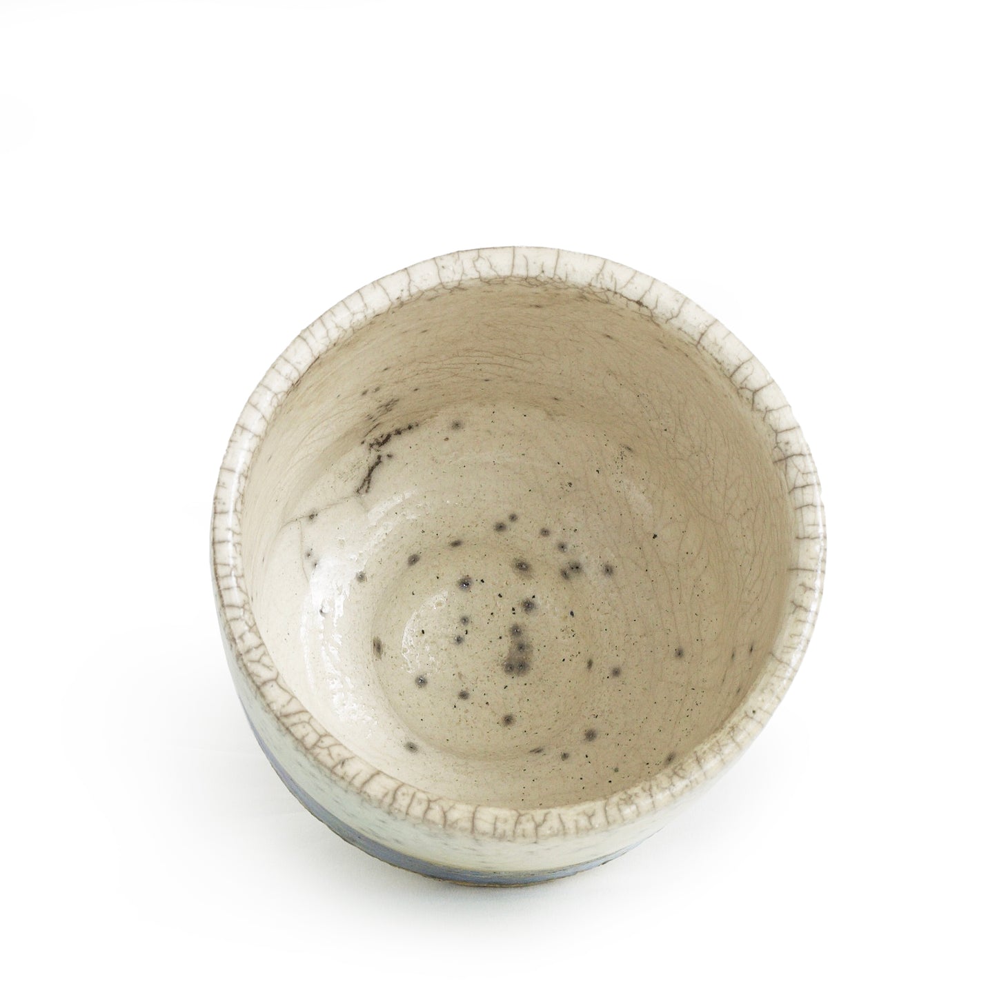 Japanese Yunomi Tea Cup Raku Ceramic Silver Band