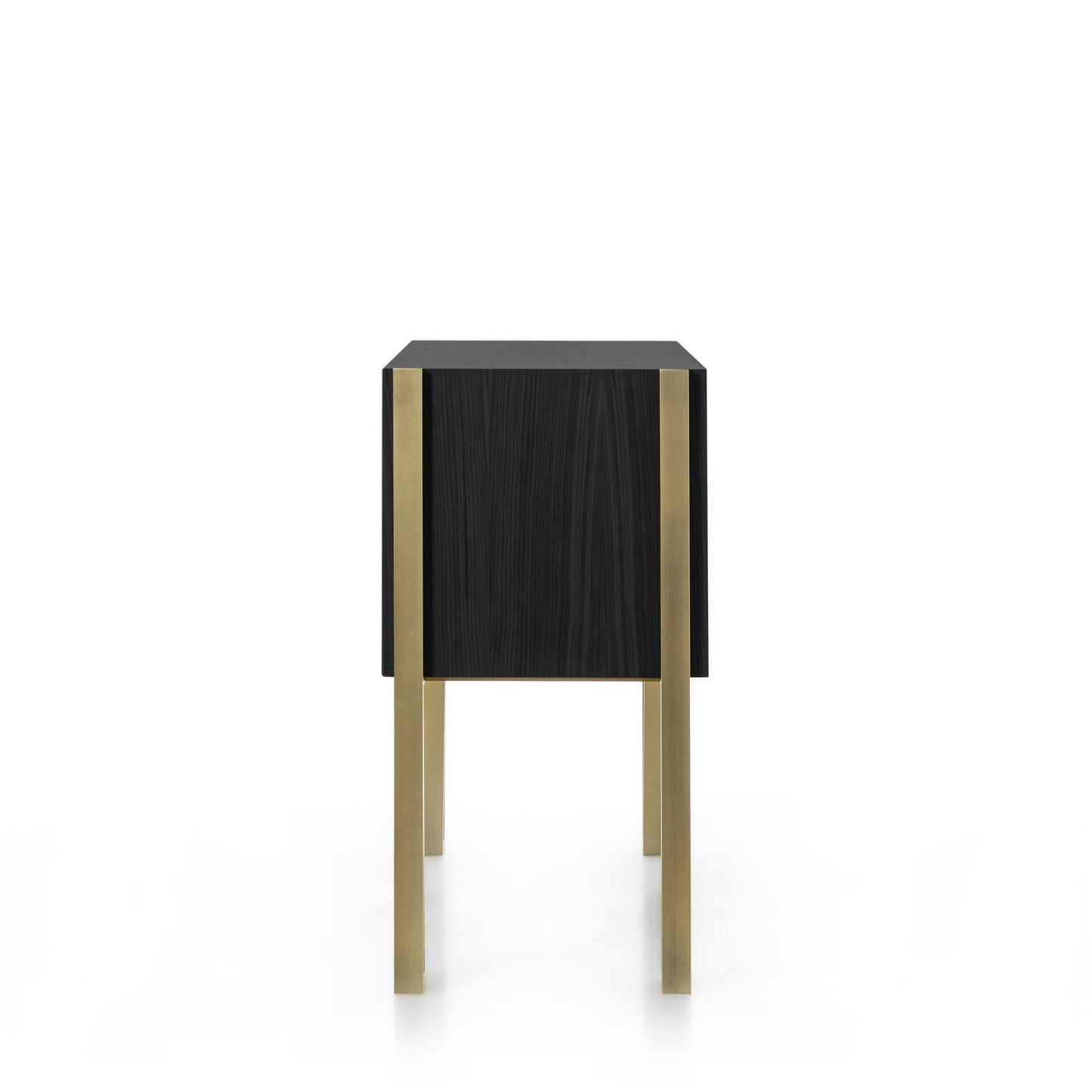 Mirage Vintage Sideboard with Brass Legs in Opaque Black Open Pore Striped Oak