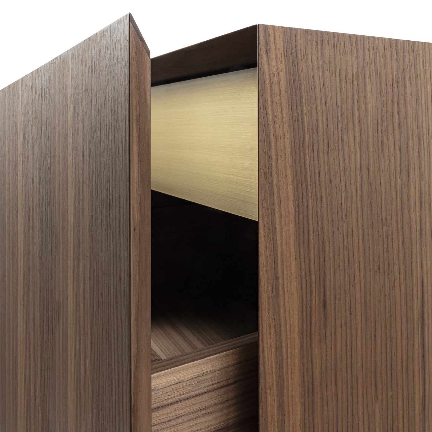 Sublime Vintage Sideboard with Brass Handmade Sculpture in Opaque Canaletto Walnut