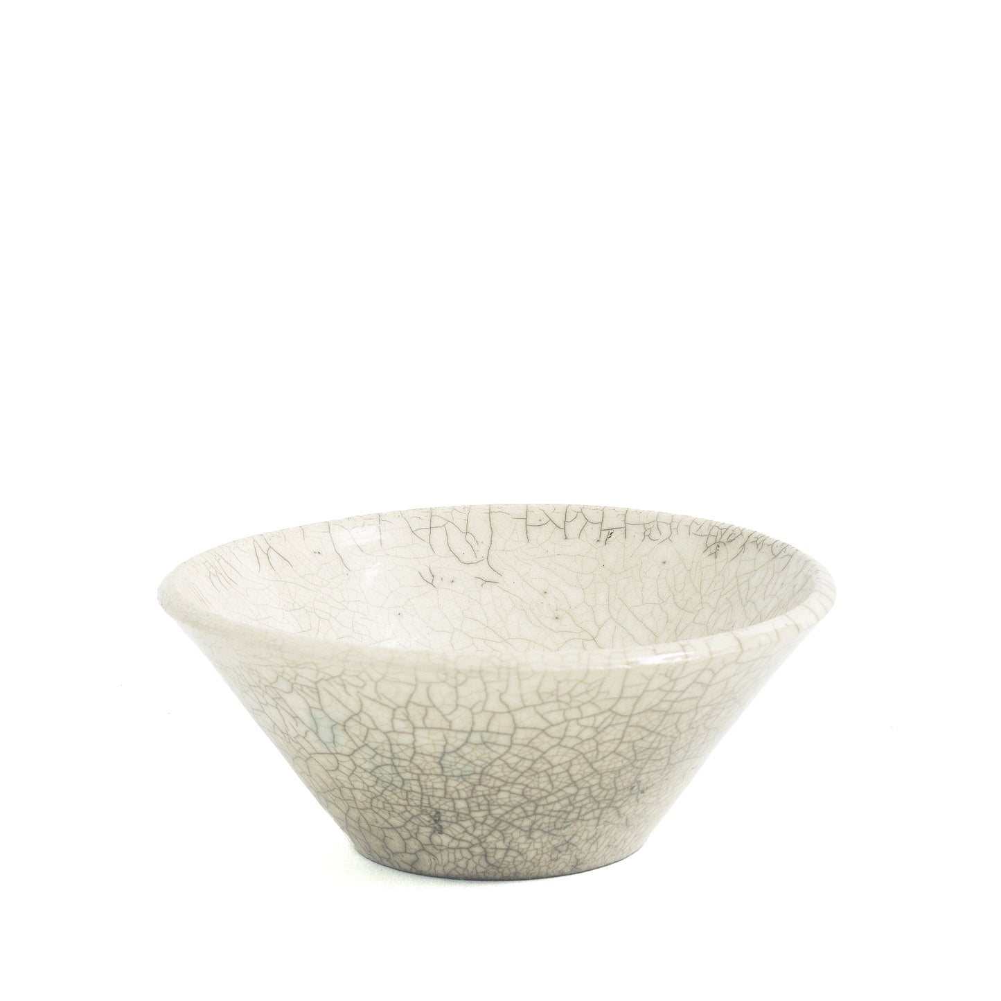 Japanese Minimalistic Moon Set of 4 Bowls Raku Ceramics Crackle White