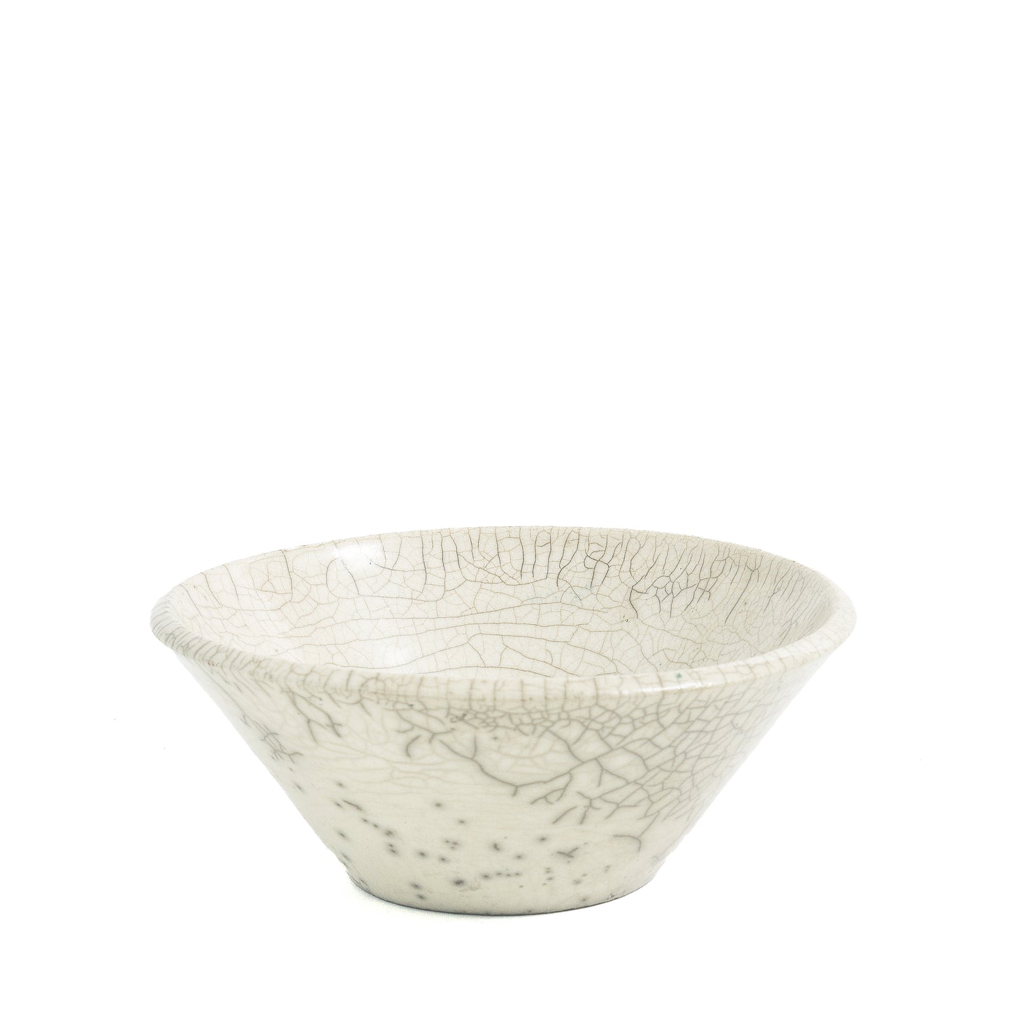 Japanese Minimalistic Moon Set of 4 Bowls Raku Ceramics Crackle White