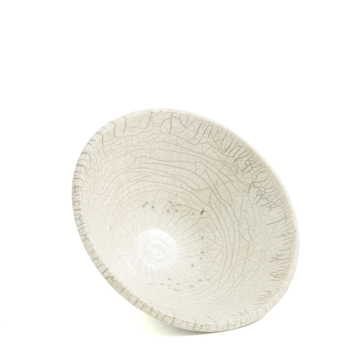 Japanese Minimalistic Moon Set of 4 Bowls Raku Ceramics Crackle White