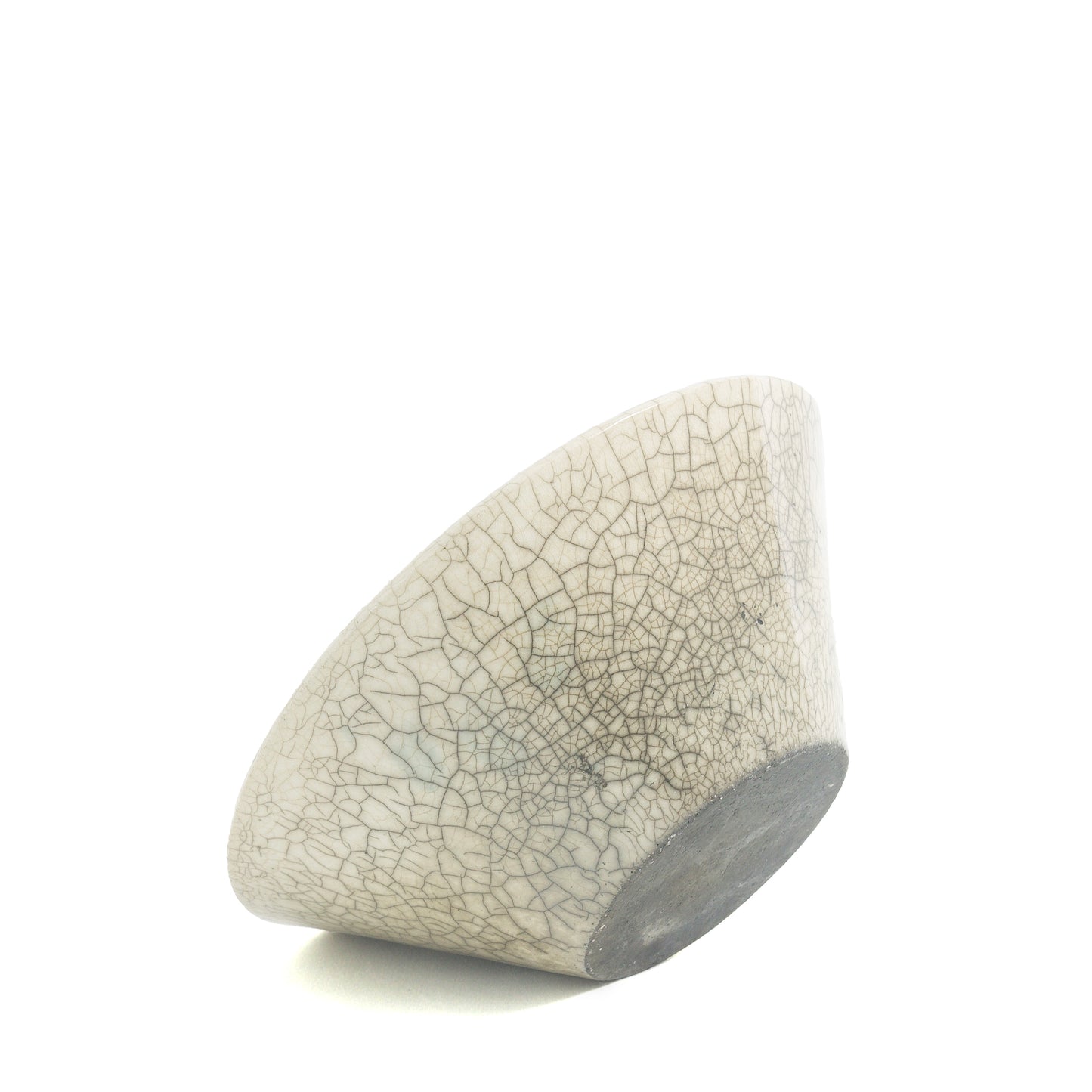 Japanese Minimalistic Moon Set of 4 Bowls Raku Ceramics Crackle White