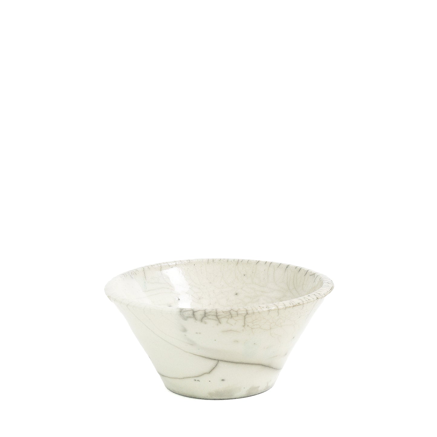 Japanese Minimalistic Moon Set of 4 Bowls Raku Ceramics Crackle White