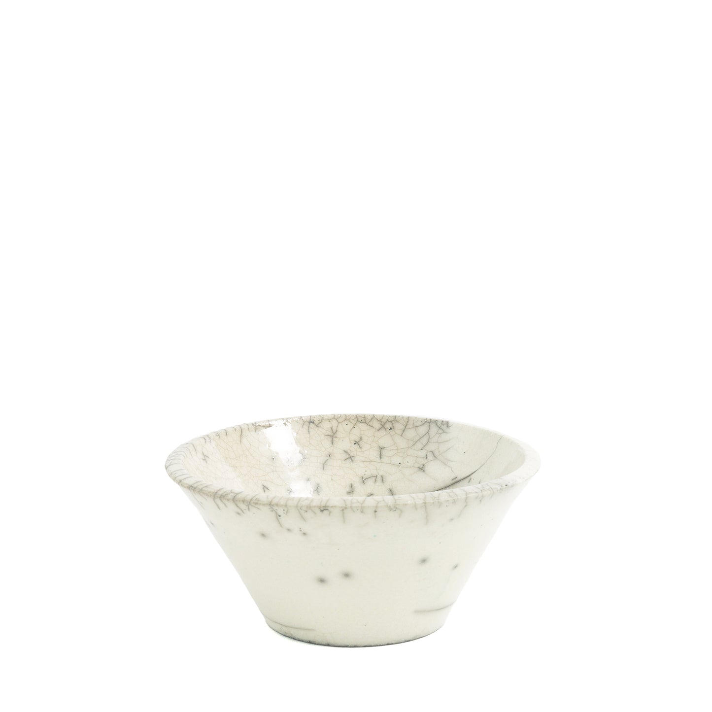 Japanese Minimalistic Moon Set of 4 Bowls Raku Ceramics Crackle White