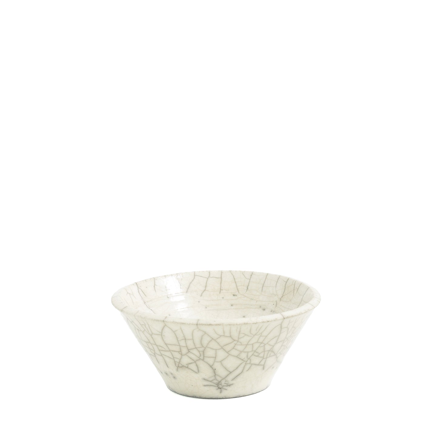 Japanese Minimalistic Moon Set of 4 Bowls Raku Ceramics Crackle White