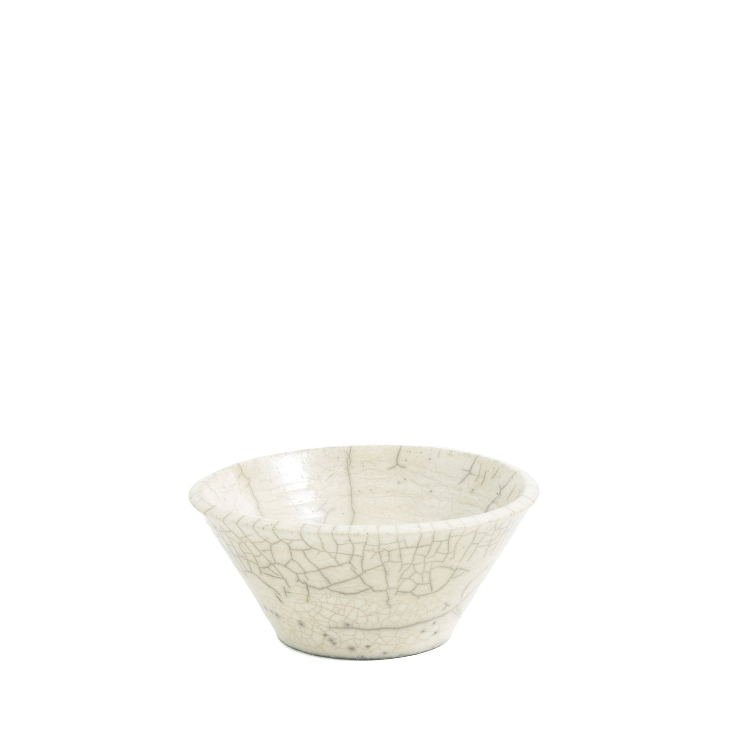 Japanese Minimalistic Moon Set of 4 Bowls Raku Ceramics Crackle White