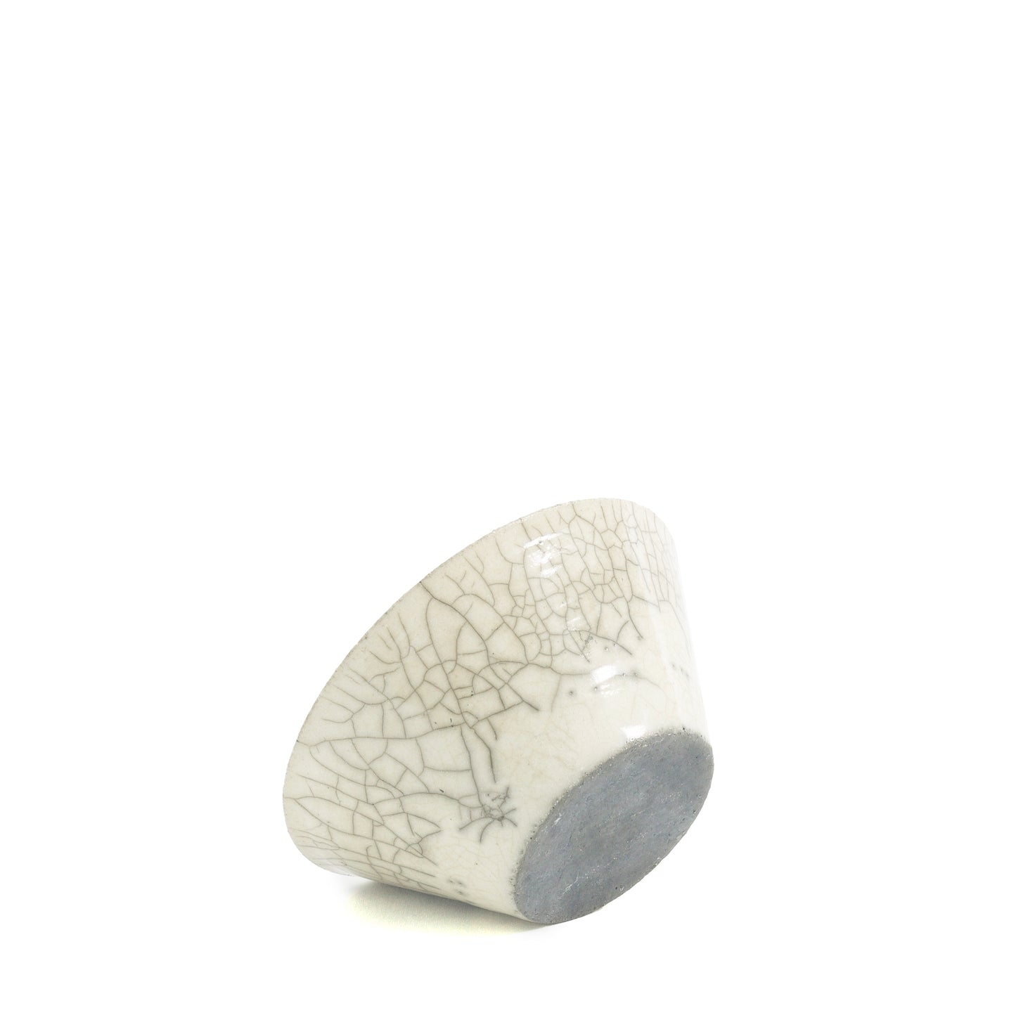 Japanese Minimalistic Moon Set of 4 Bowls Raku Ceramics Crackle White