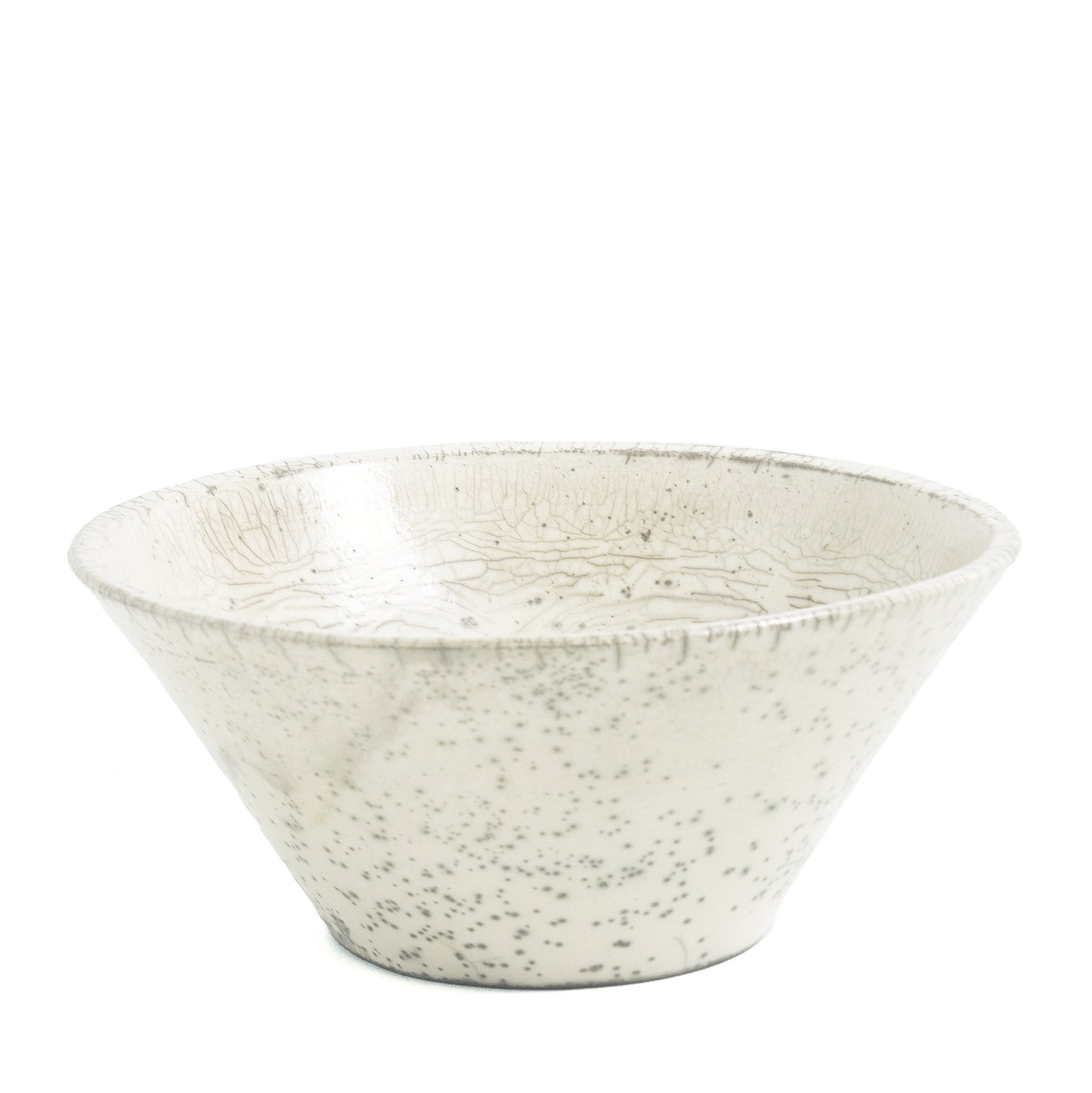 Japanese Minimalistic Moon Set of 4 Bowls Raku Ceramics Crackle White