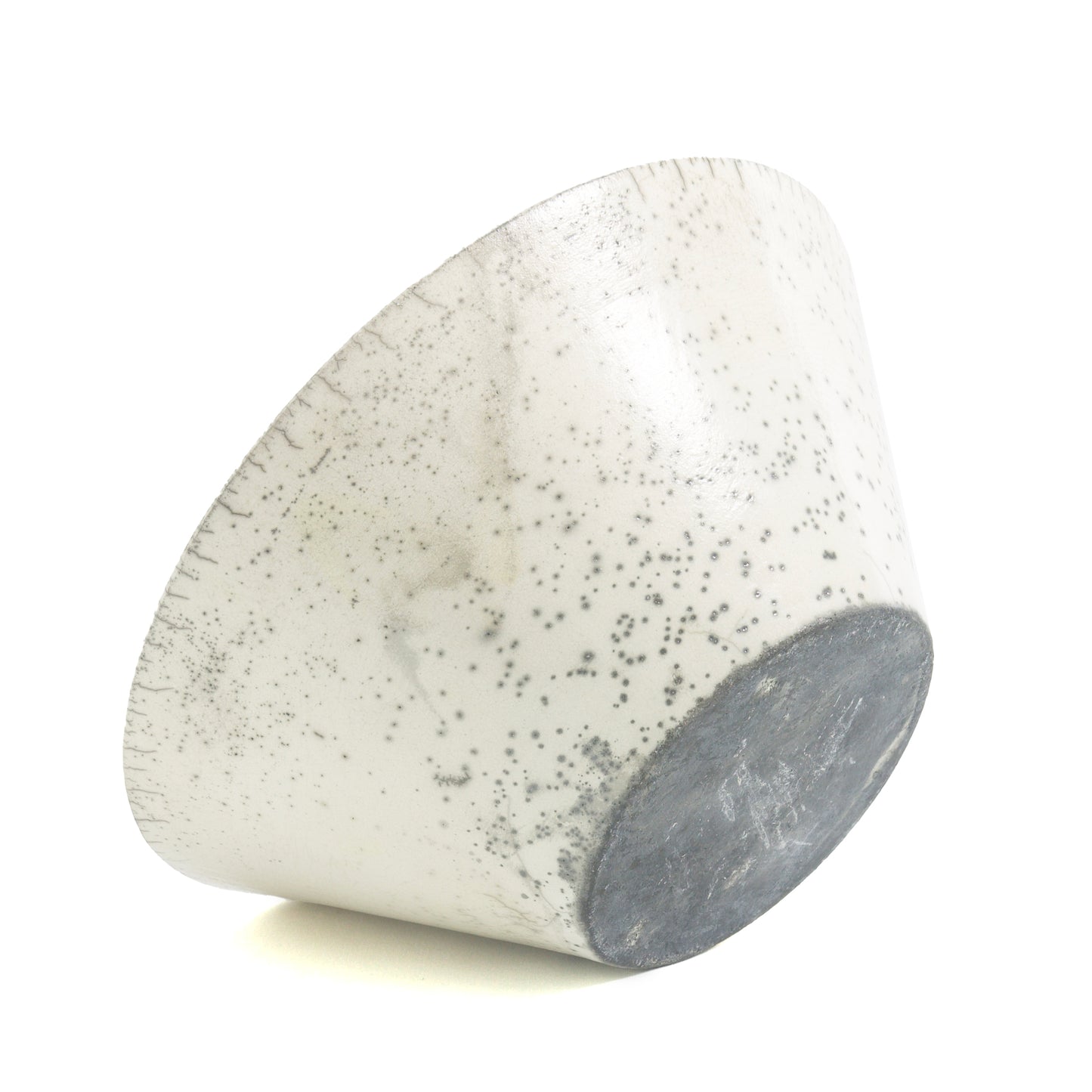 Japanese Minimalistic Moon Set of 4 Bowls Raku Ceramics Crackle White