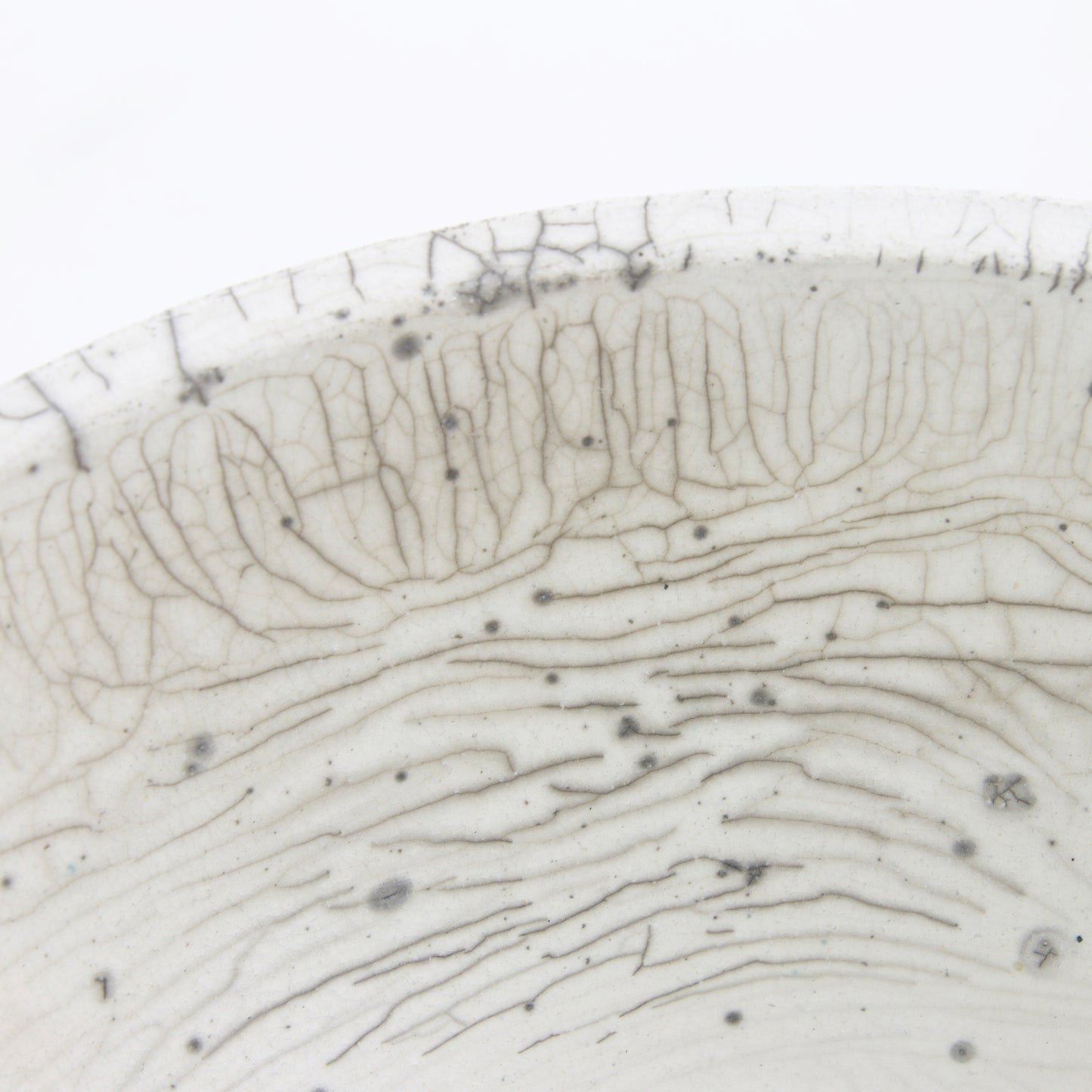 Japanese Minimalistic Moon Set of 4 Bowls Raku Ceramics Crackle White