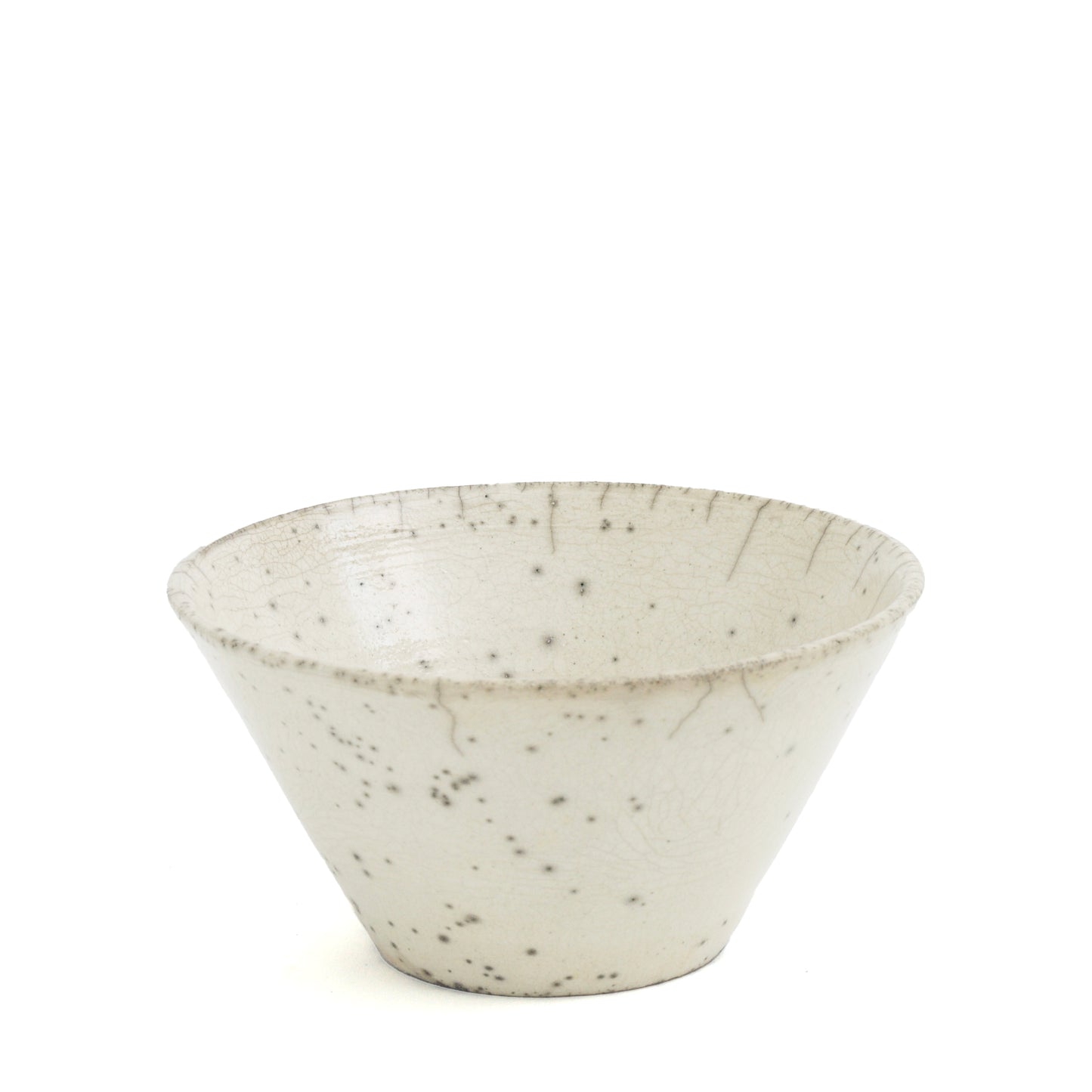 Japanese Minimalistic Moon Set of 5 Bowls Raku Ceramics Crackle White