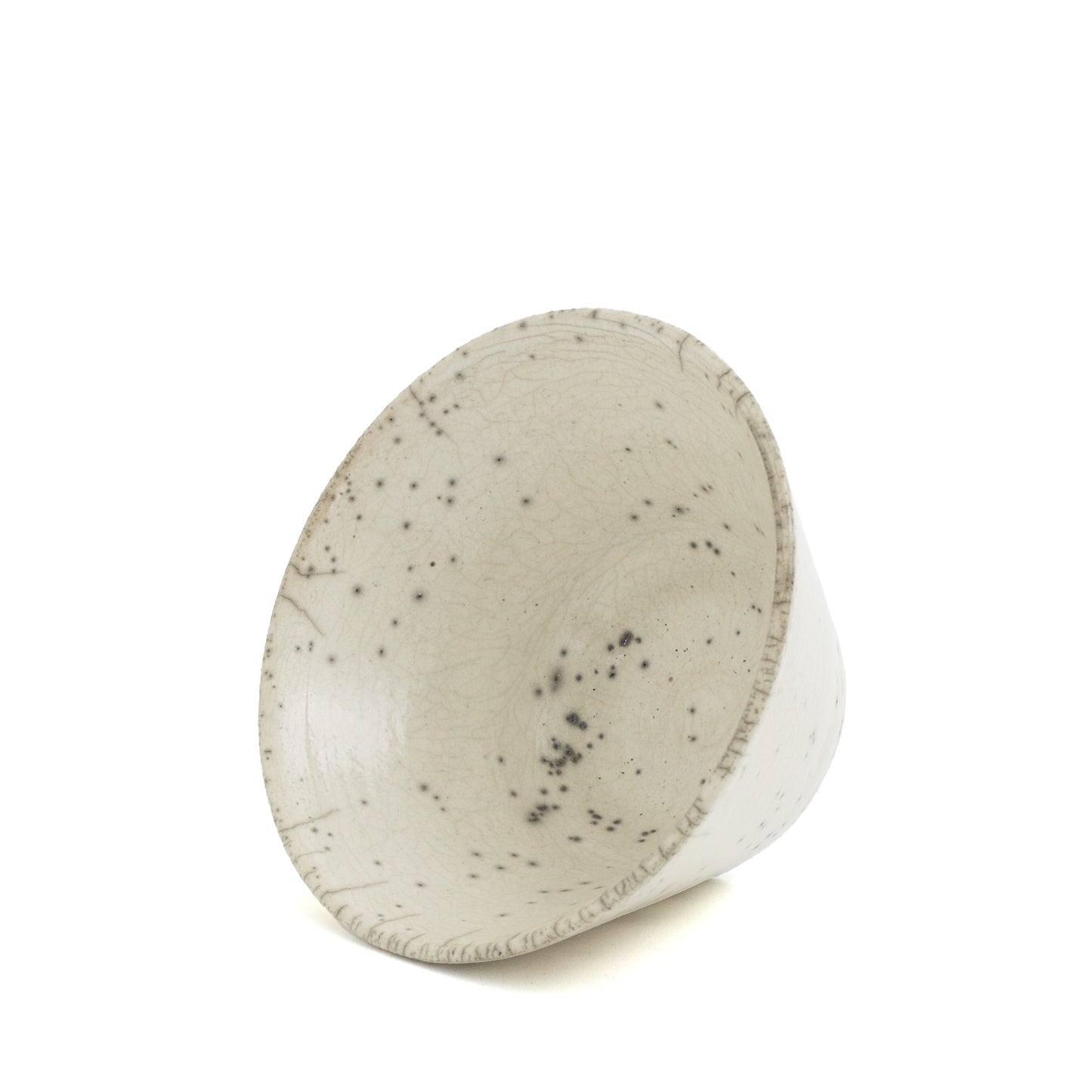 Japanese Minimalistic Moon Set of 5 Bowls Raku Ceramics Crackle White