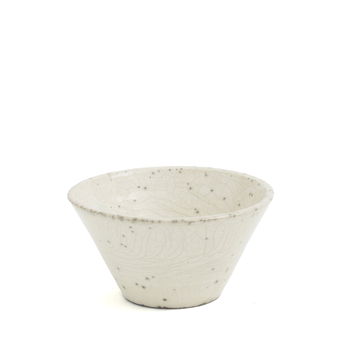Japanese Minimalistic Moon Set of 5 Bowls Raku Ceramics Crackle White