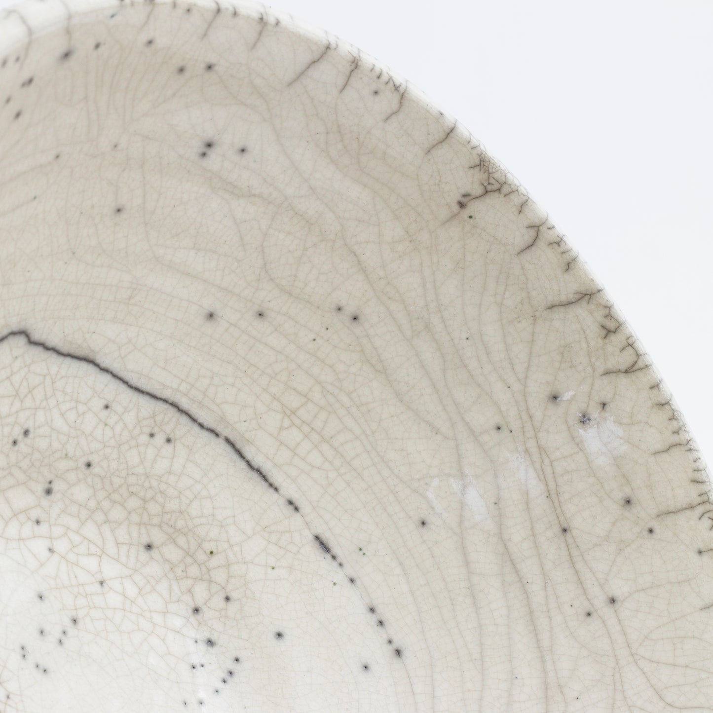 Japanese Minimalistic Moon Set of 5 Bowls Raku Ceramics Crackle White
