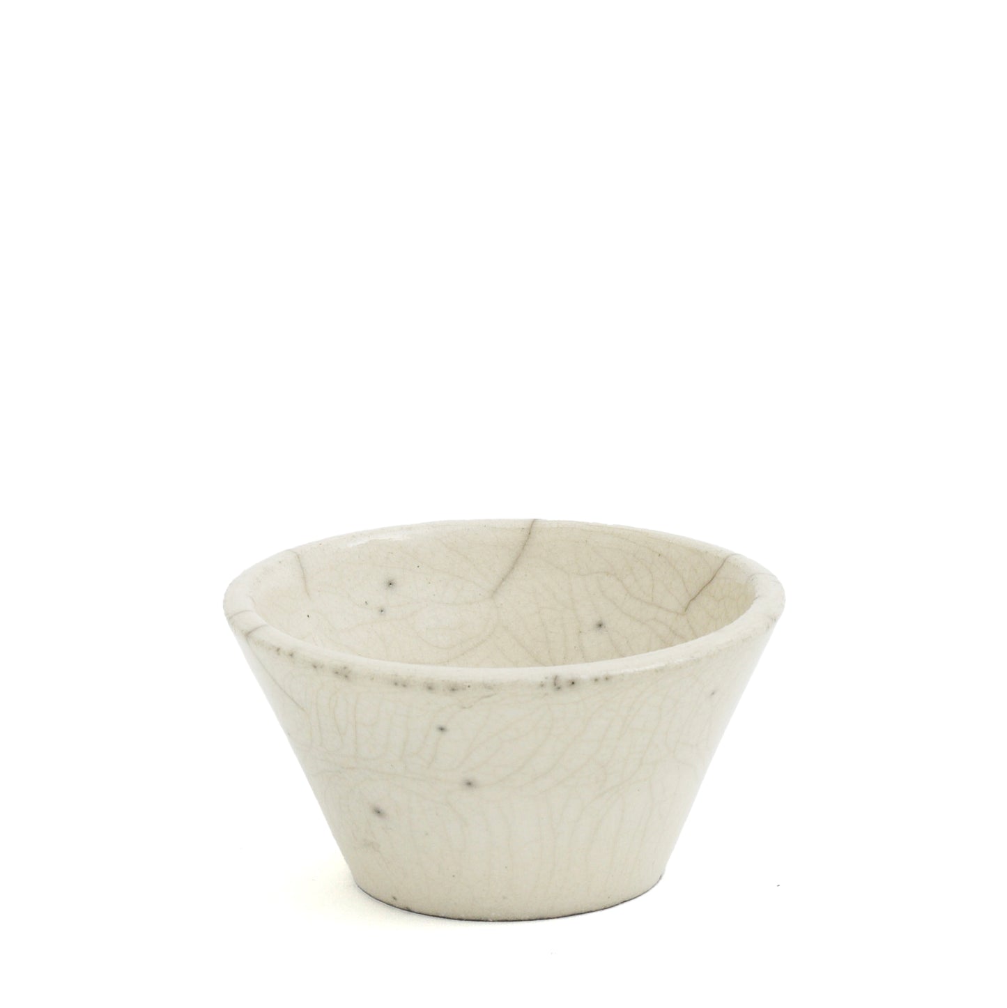 Japanese Minimalistic Moon Set of 5 Bowls Raku Ceramics Crackle White