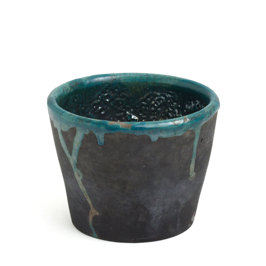 Contemporary Artide Vase Mangkuk Bowl Ceramic Metal Coating Black Green