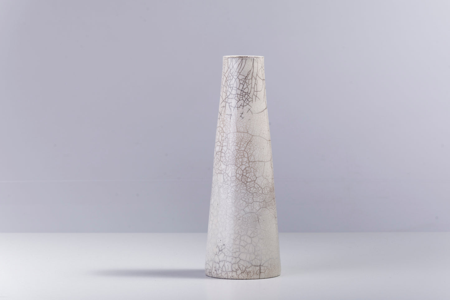 Japanese Modern Minimalist Hana Vertical Vase Raku Ceramic White Crakle