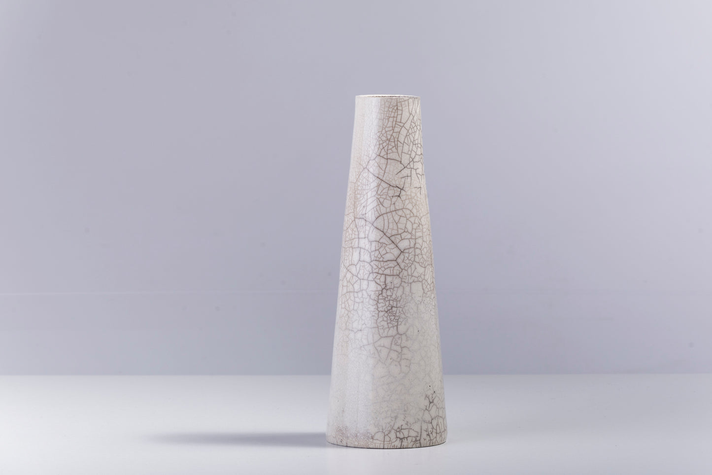Japanese Modern Minimalist Hana Vertical Vase Raku Ceramic White Crakle