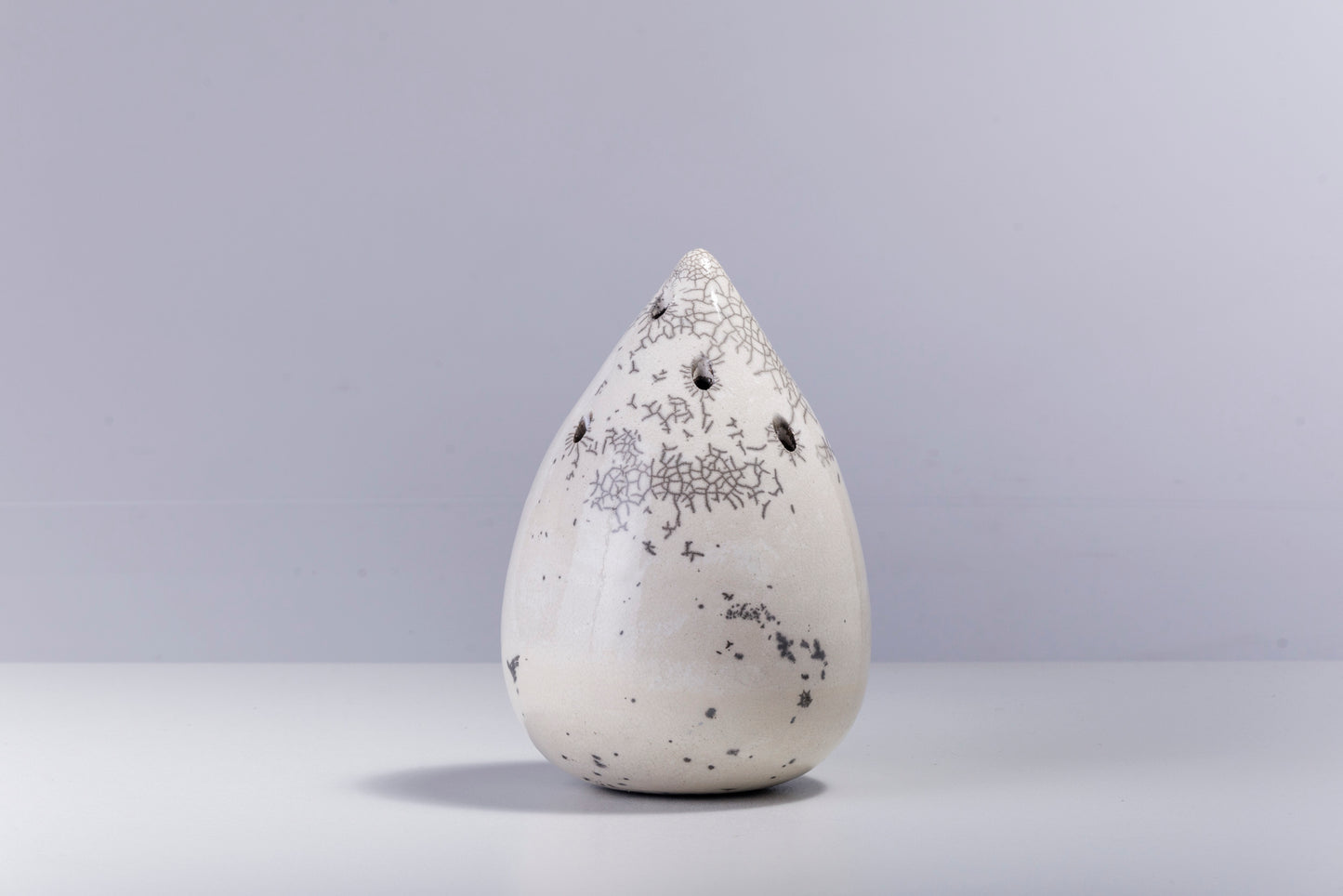 Japanese Modern Goccia Incense Holder Raku Ceramics White Crackle