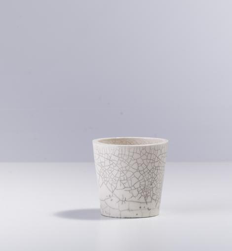 Japanese Minimalistic Mangkuk Set of 2 Bowls Raku Ceramics Crackle White