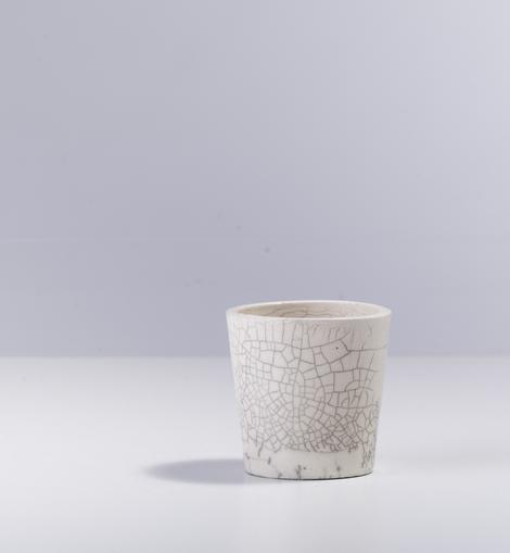 Japanese Minimalistic Mangkuk Set of 2 Bowls Raku Ceramics Crackle White