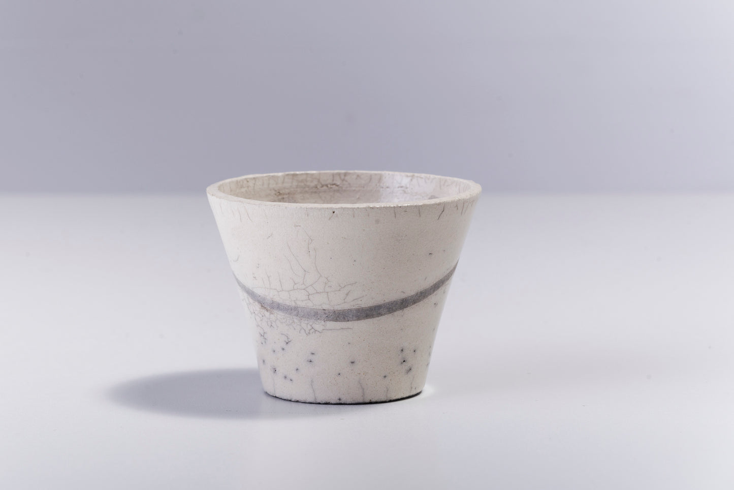 Japanese Minimalistic 2 Fringe Chawan Bowls Raku Ceramics Crackle White