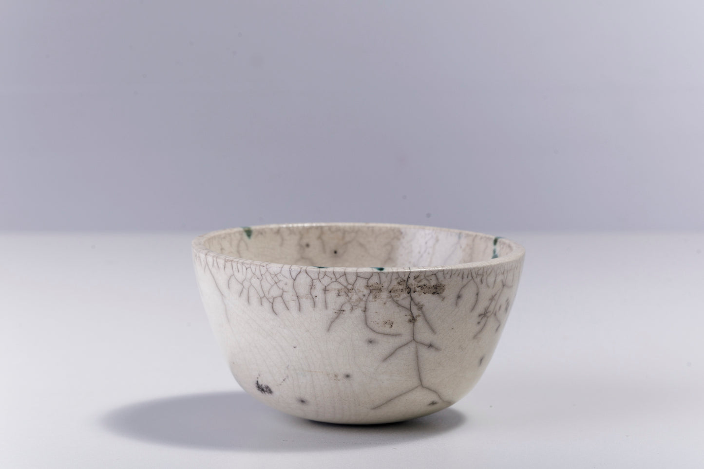 Contemporary Moss Bowl Ceramic Raku Green White