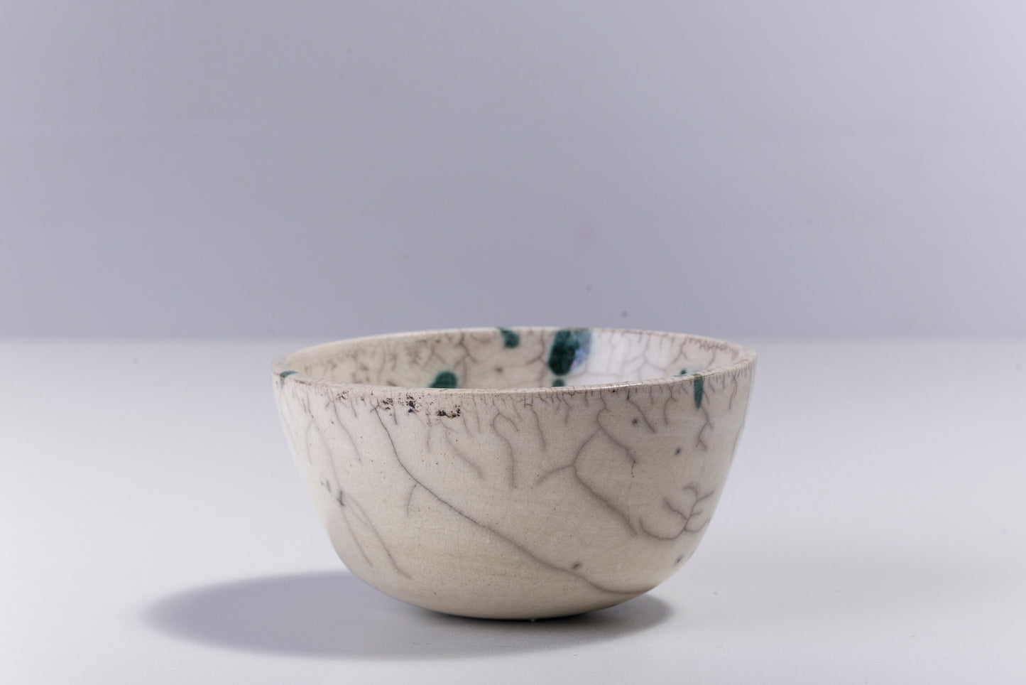 Contemporary Moss Bowl Ceramic Raku Green White
