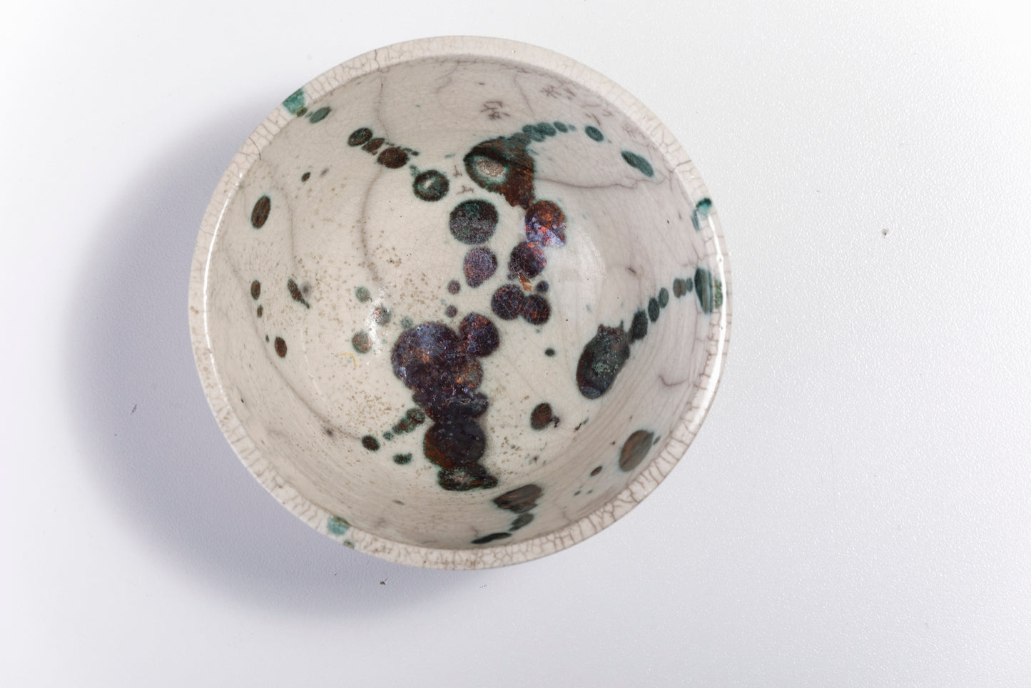 Contemporary Moss Bowl Ceramic Raku Green White