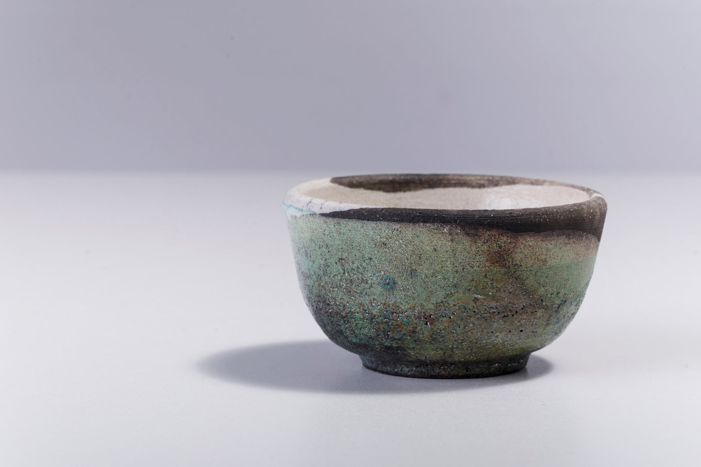 Japanese Cloud Tea Cups Raku Ceramic Natural Green Gold
