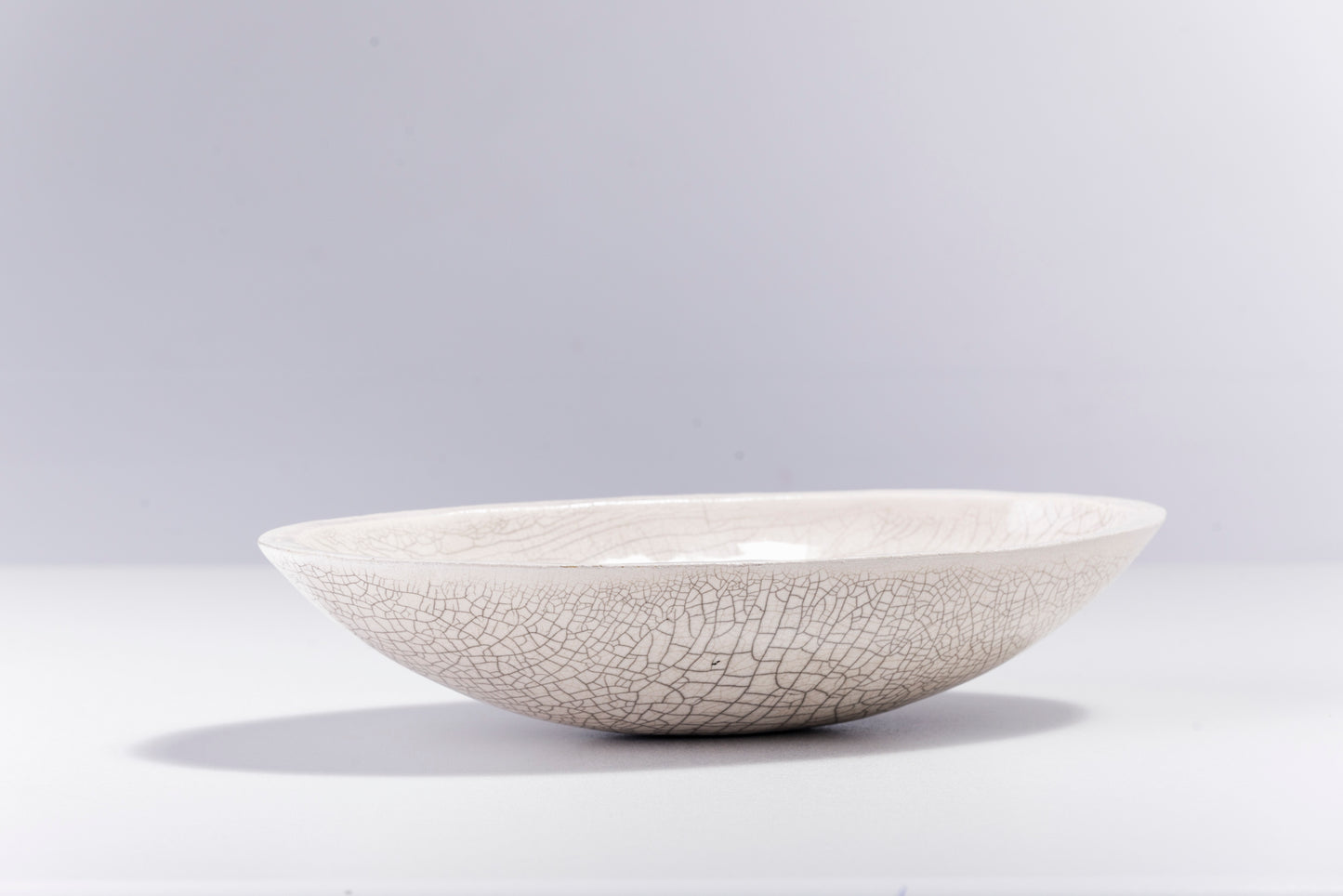 Japanese Donburi L Bowl Raku Ceramic White Crakle