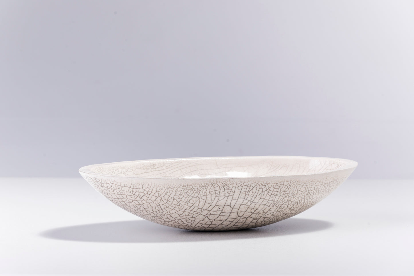 Japanese Donburi L Bowl Raku Ceramic White Crakle