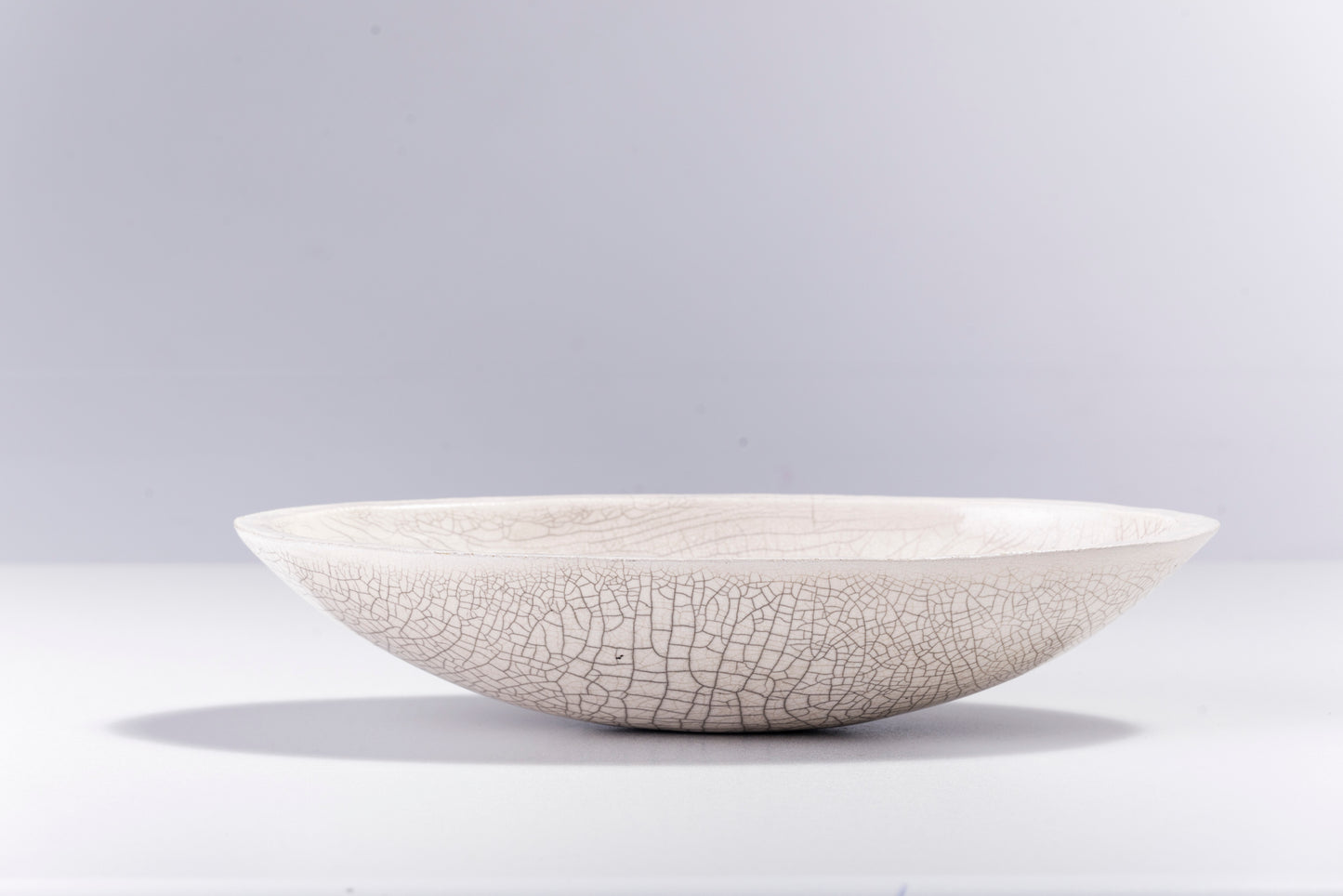 Japanese Donburi L Bowl Raku Ceramic White Crakle