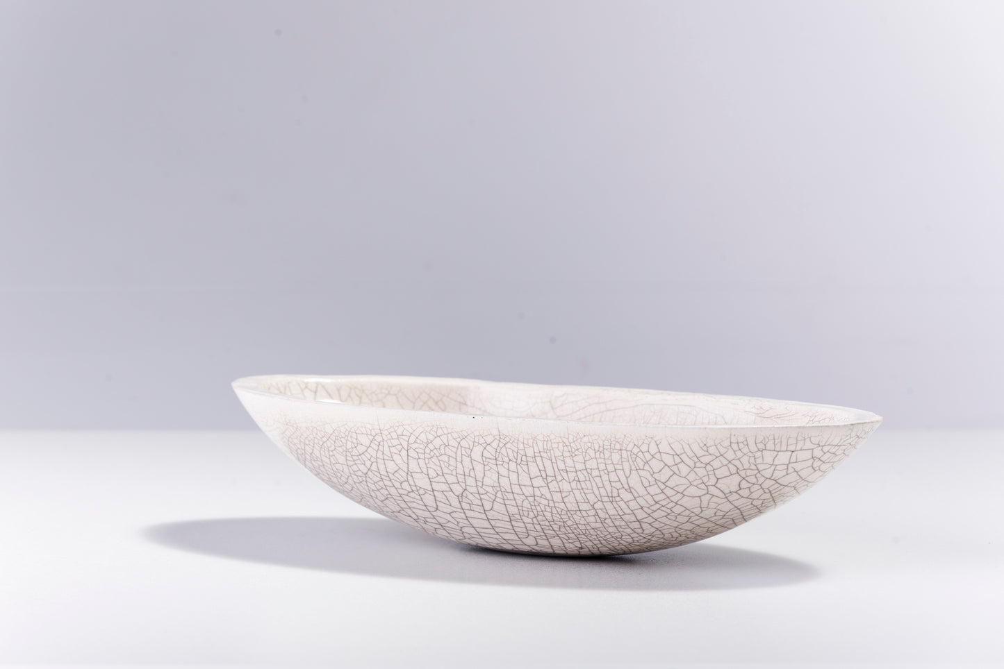 Japanese Donburi L Bowl Raku Ceramic White Crakle