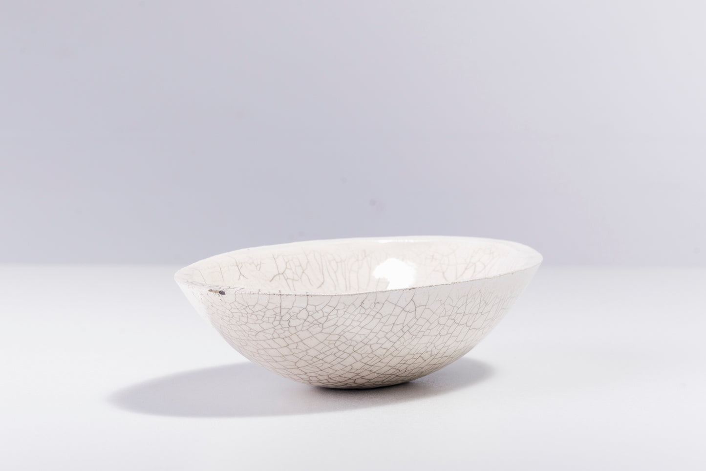 Japanese Donburi Bowl Raku Ceramic White Crakle