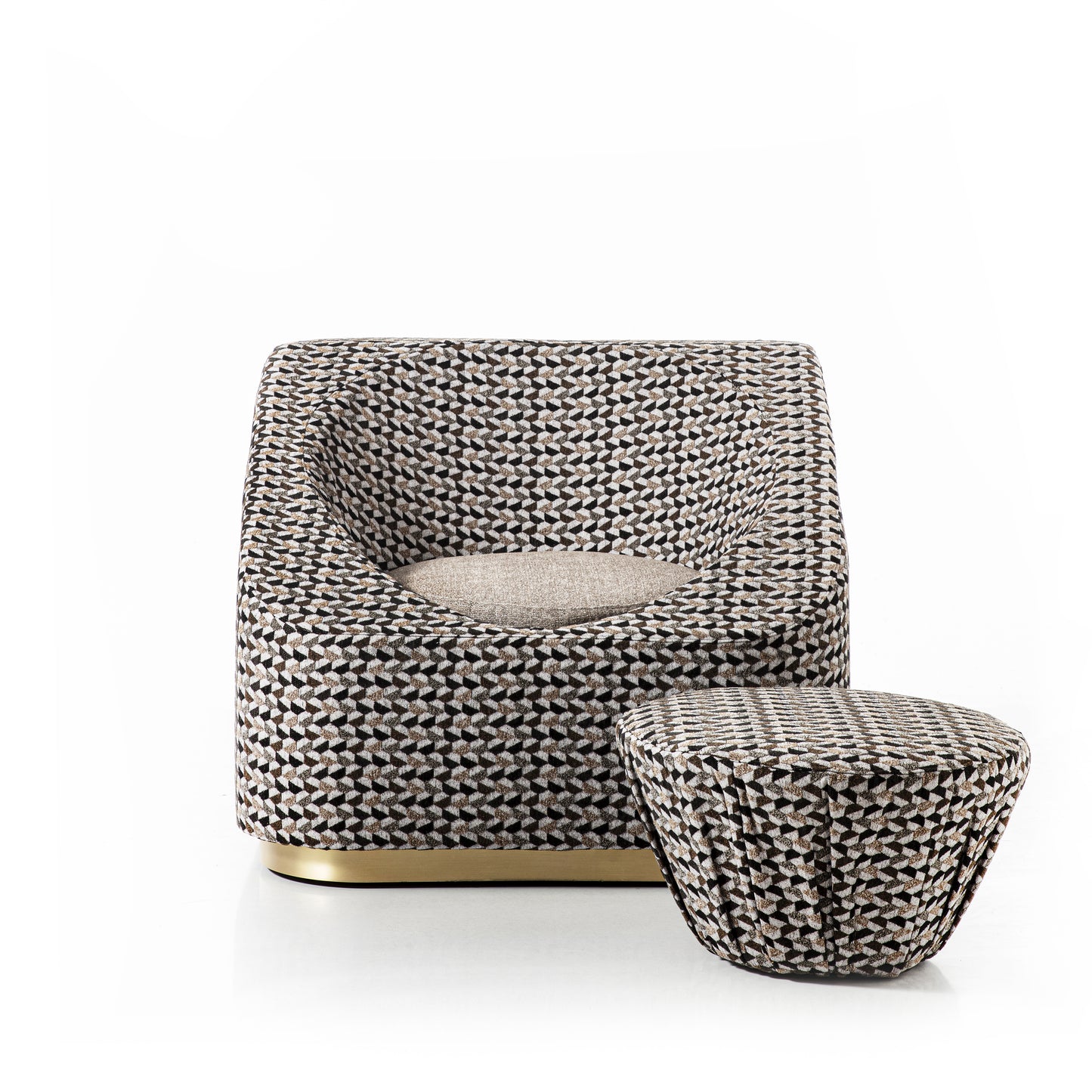 POP-UP Lightweight Vintage Lounge Armchair with removable Pouf