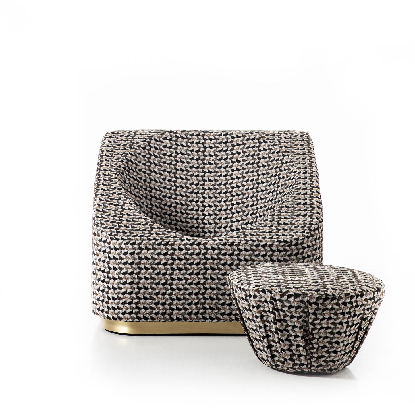 POP-UP Lightweight Vintage Lounge Armchair with removable Pouf