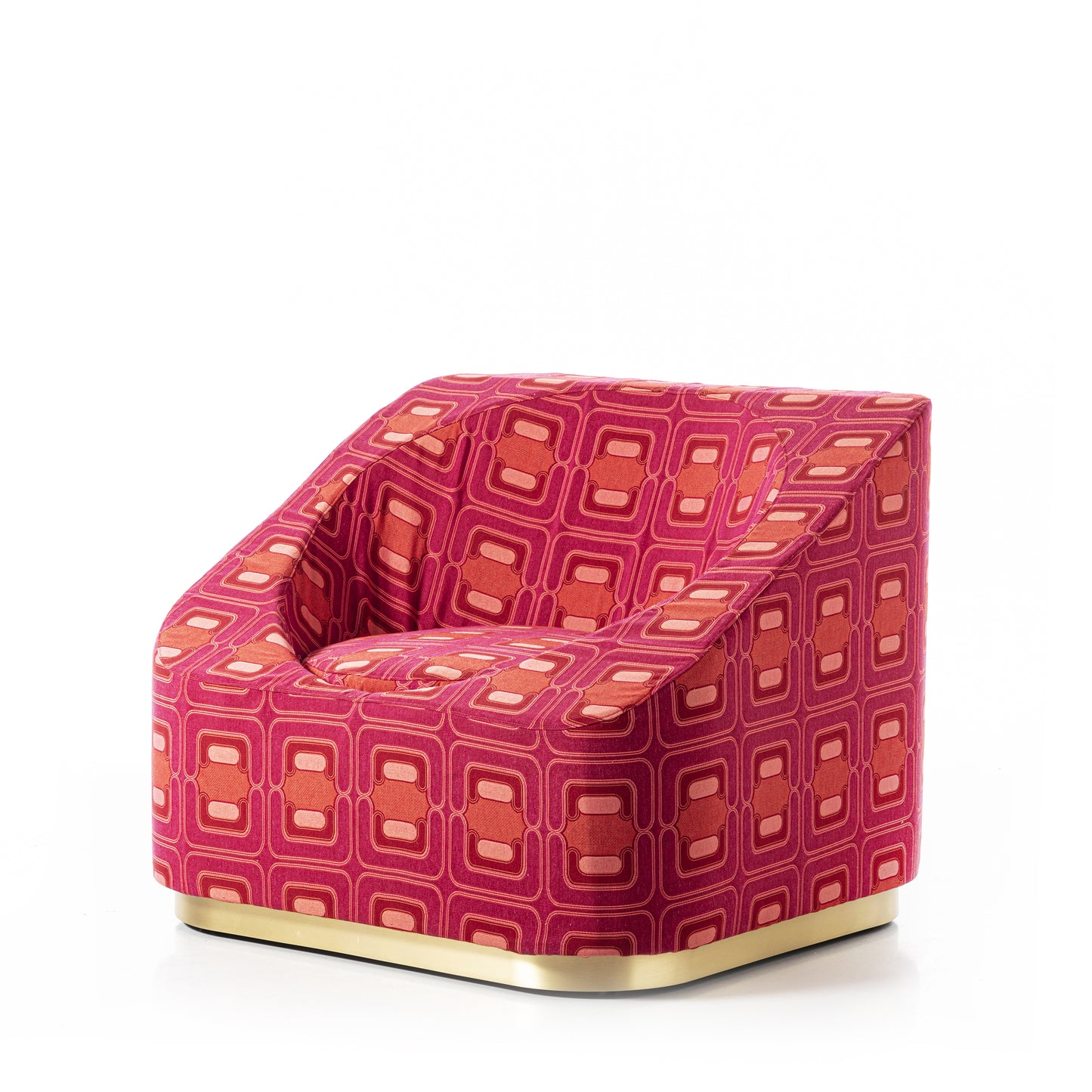 POP-UP Lightweight Original Vintage Fabric Lounge Armchair with removable Pouf