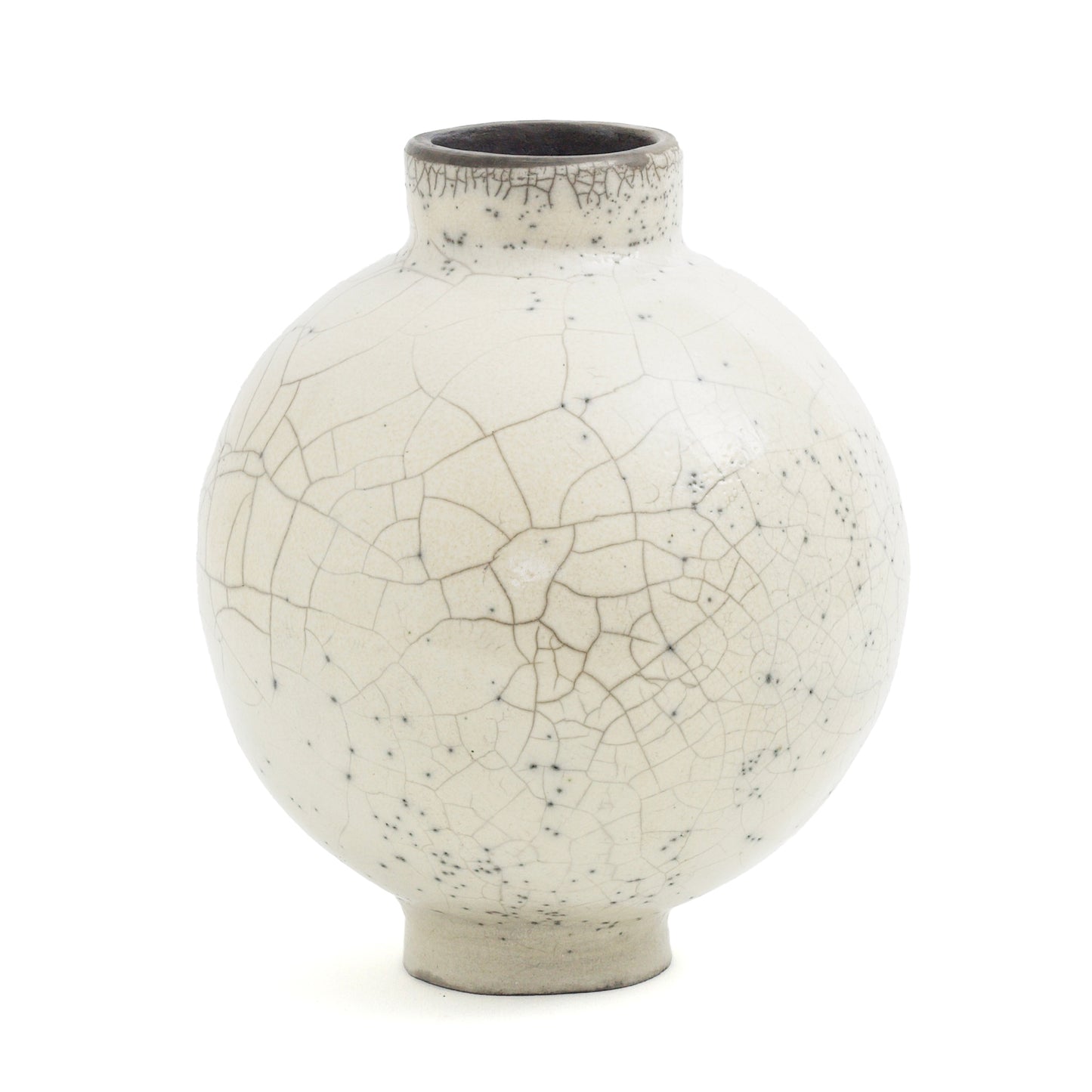Japanese Modern Minimalist Dome Vase Raku Ceramic White Crakle