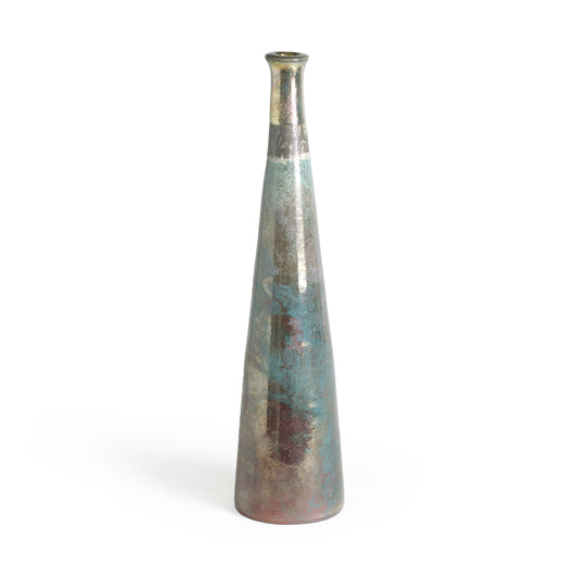 Japanese Modern Stelo Candle Holder Raku Ceramic Copper Gold
