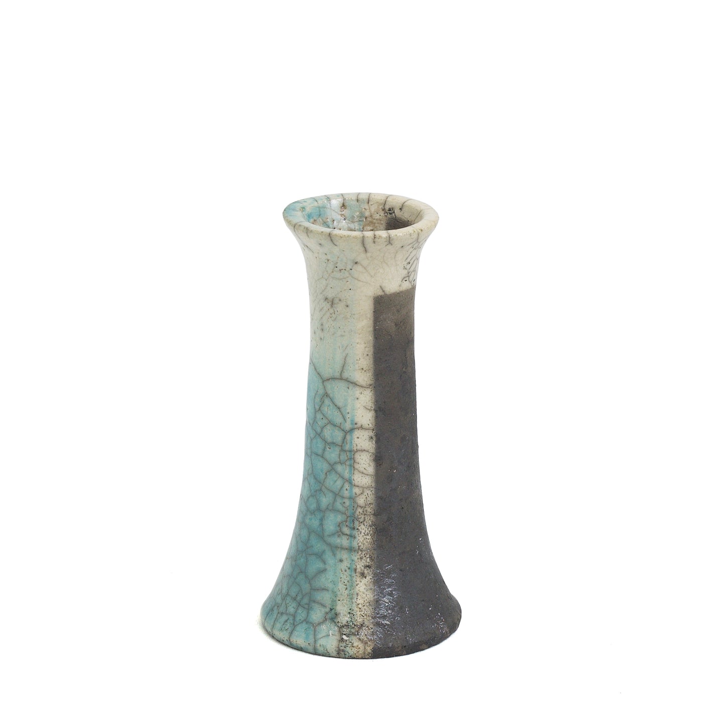 Japanese Modern Stelo Wake Set of 2 Candle Holders Raku Ceramic White Green
