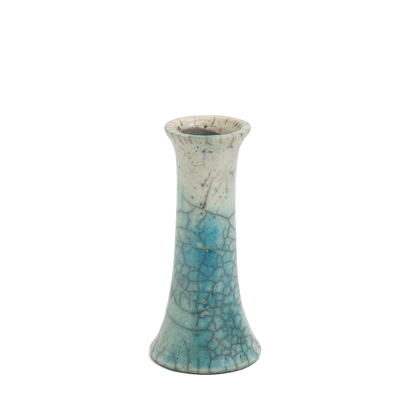 Japanese Modern Stelo Wake Set of 2 Candle Holders Raku Ceramic White Green