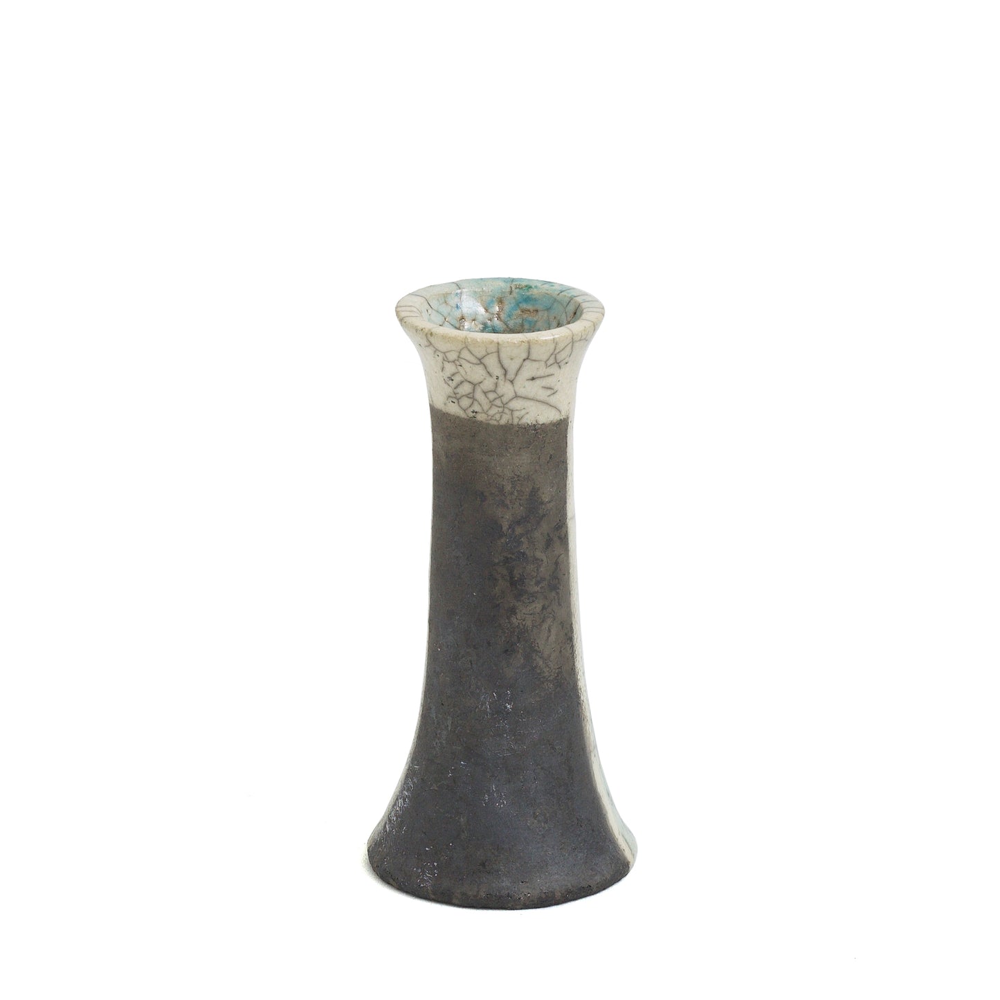 Japanese Modern Stelo Wake Set of 2 Candle Holders Raku Ceramic White Green