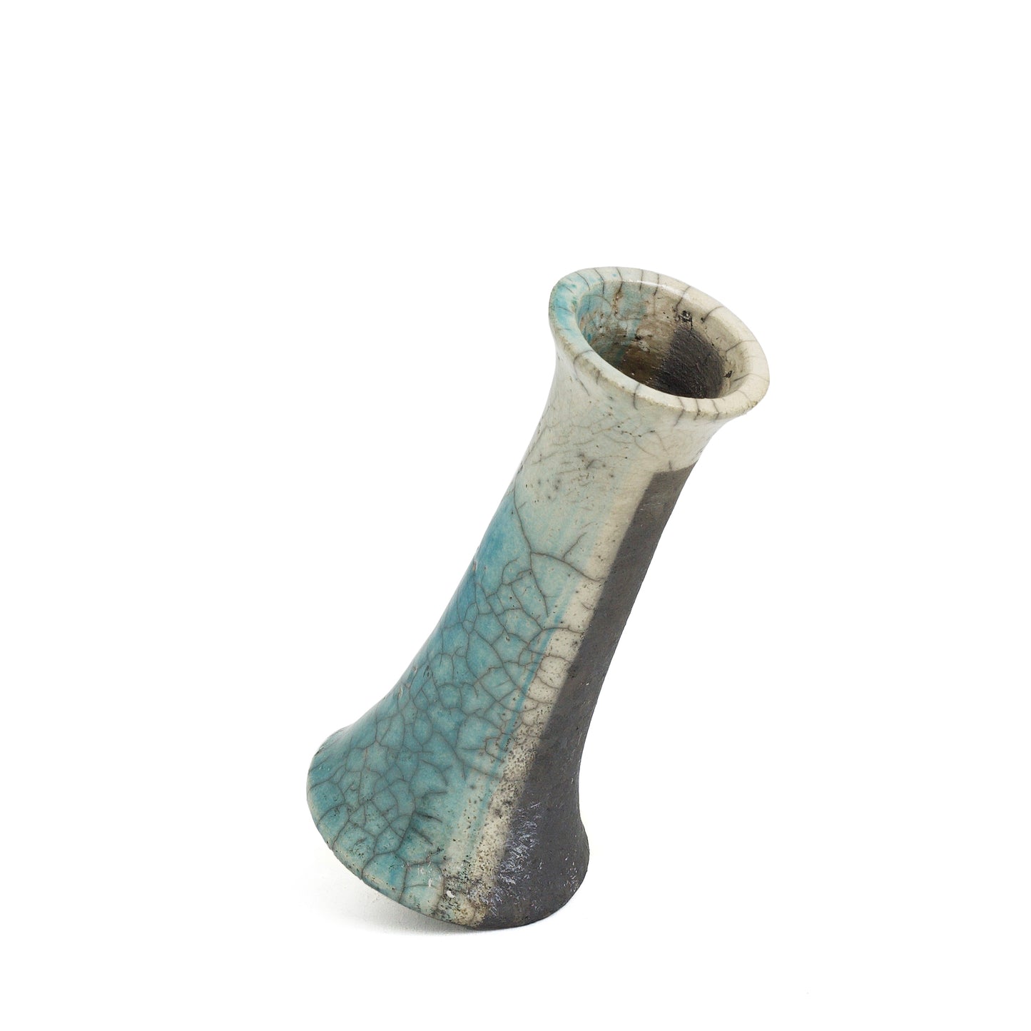 Japanese Modern Stelo Wake Set of 2 Candle Holders Raku Ceramic White Green