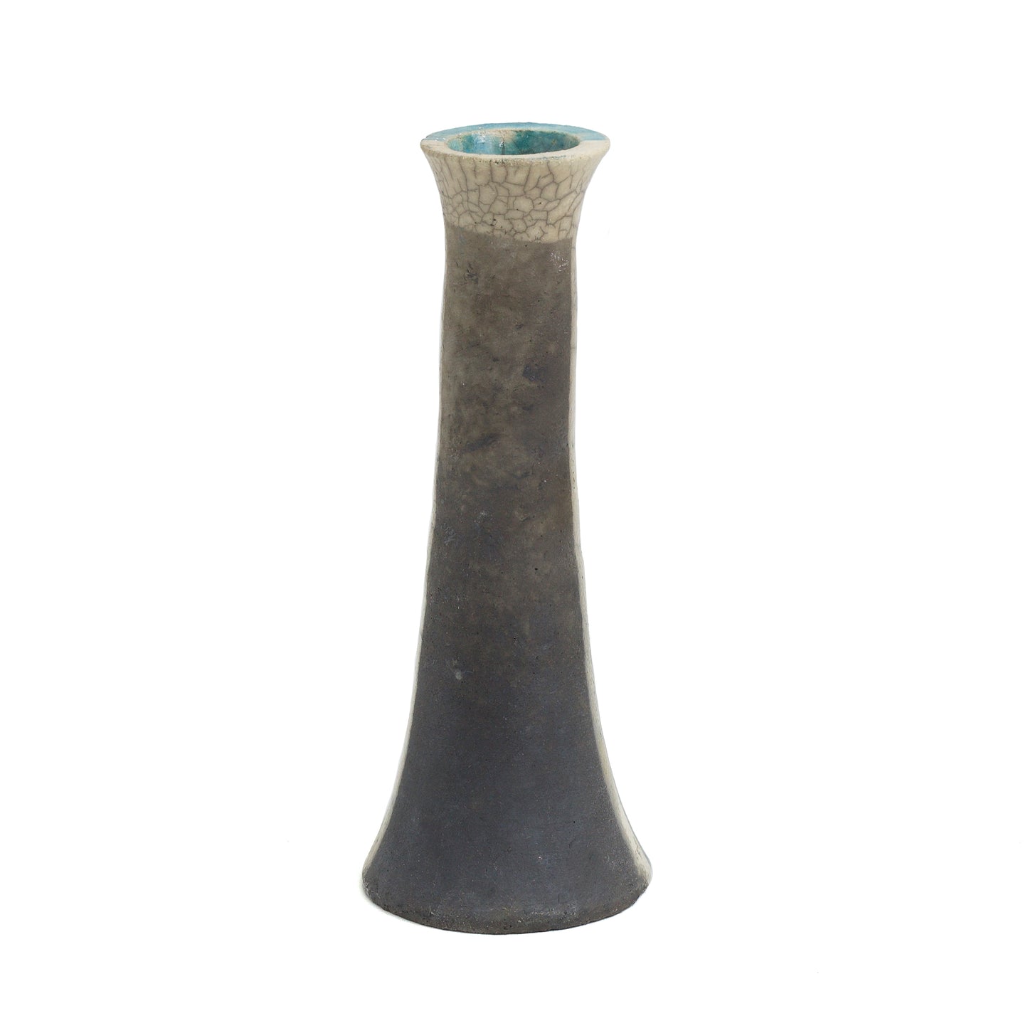 Japanese Modern Stelo Wake Set of 2 Candle Holders Raku Ceramic White Green