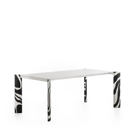 Minimalist Metaverso Table Aluminium Extendable Long Black White